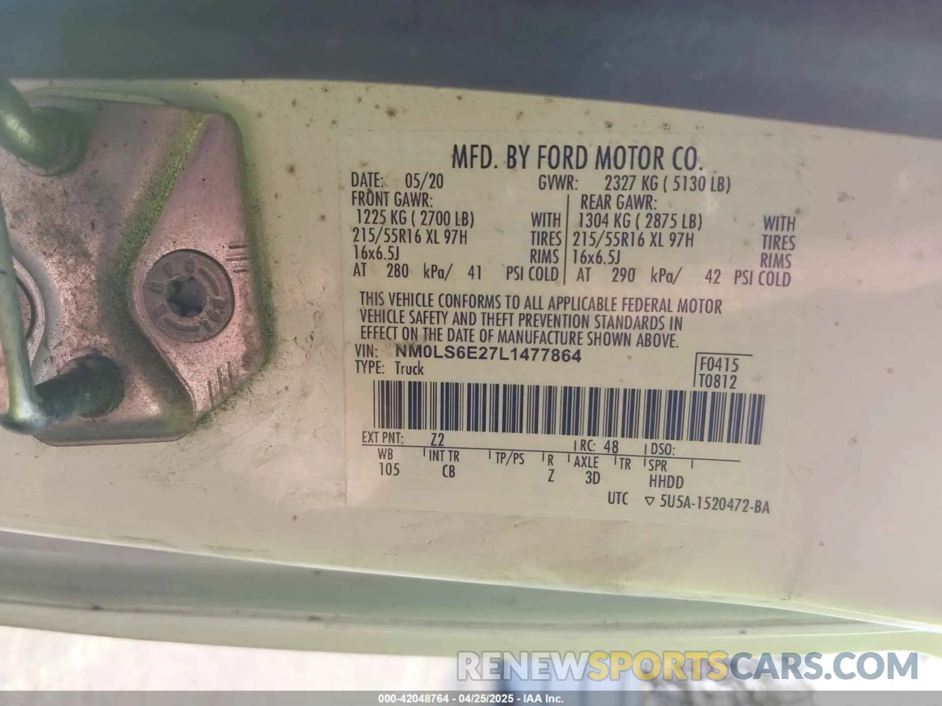 9 Photograph of a damaged car NM0LS6E27L1477864 FORD TRANSIT CONNECT 2020
