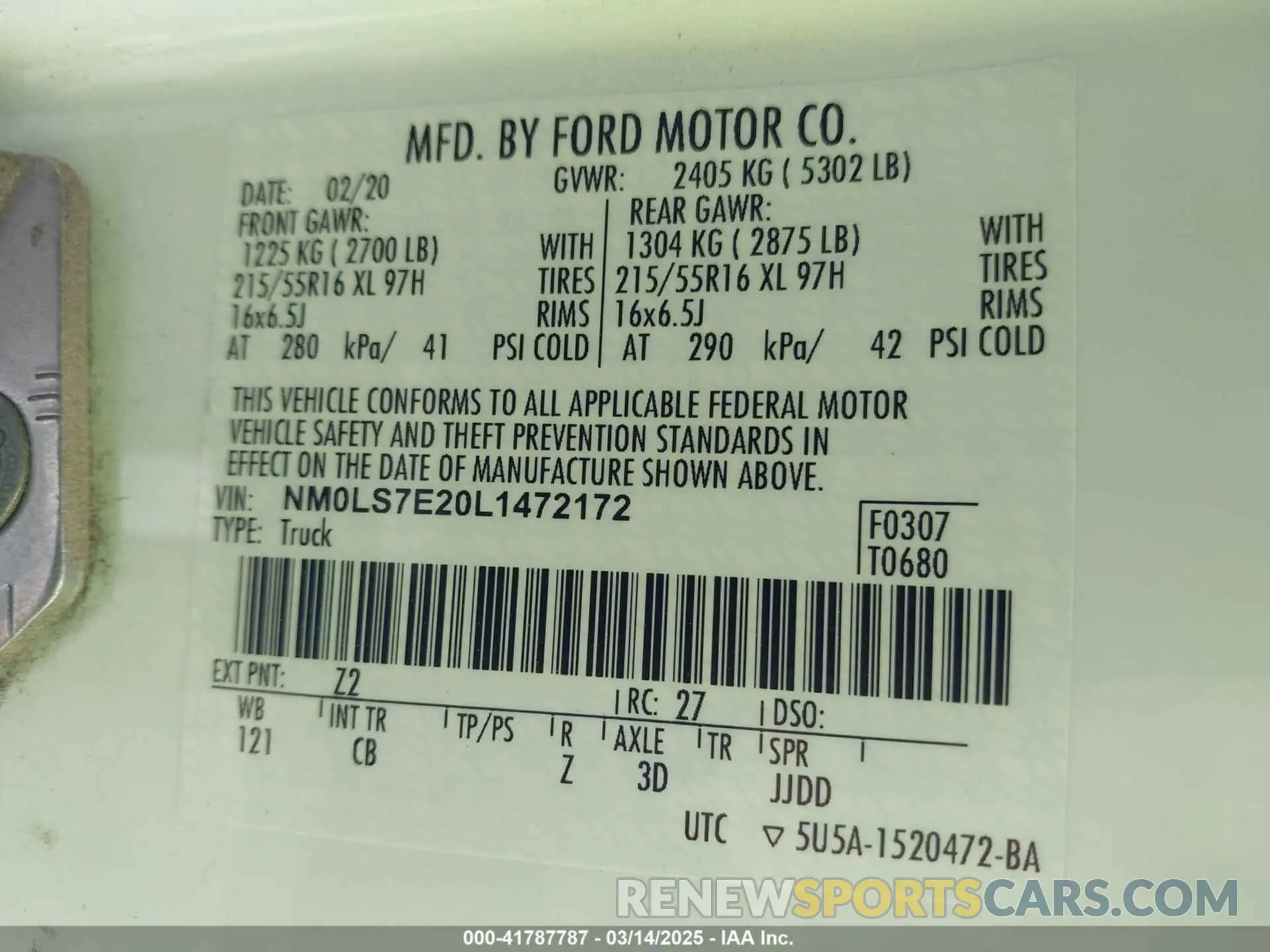 9 Photograph of a damaged car NM0LS7E20L1472172 FORD TRANSIT CONNECT 2020