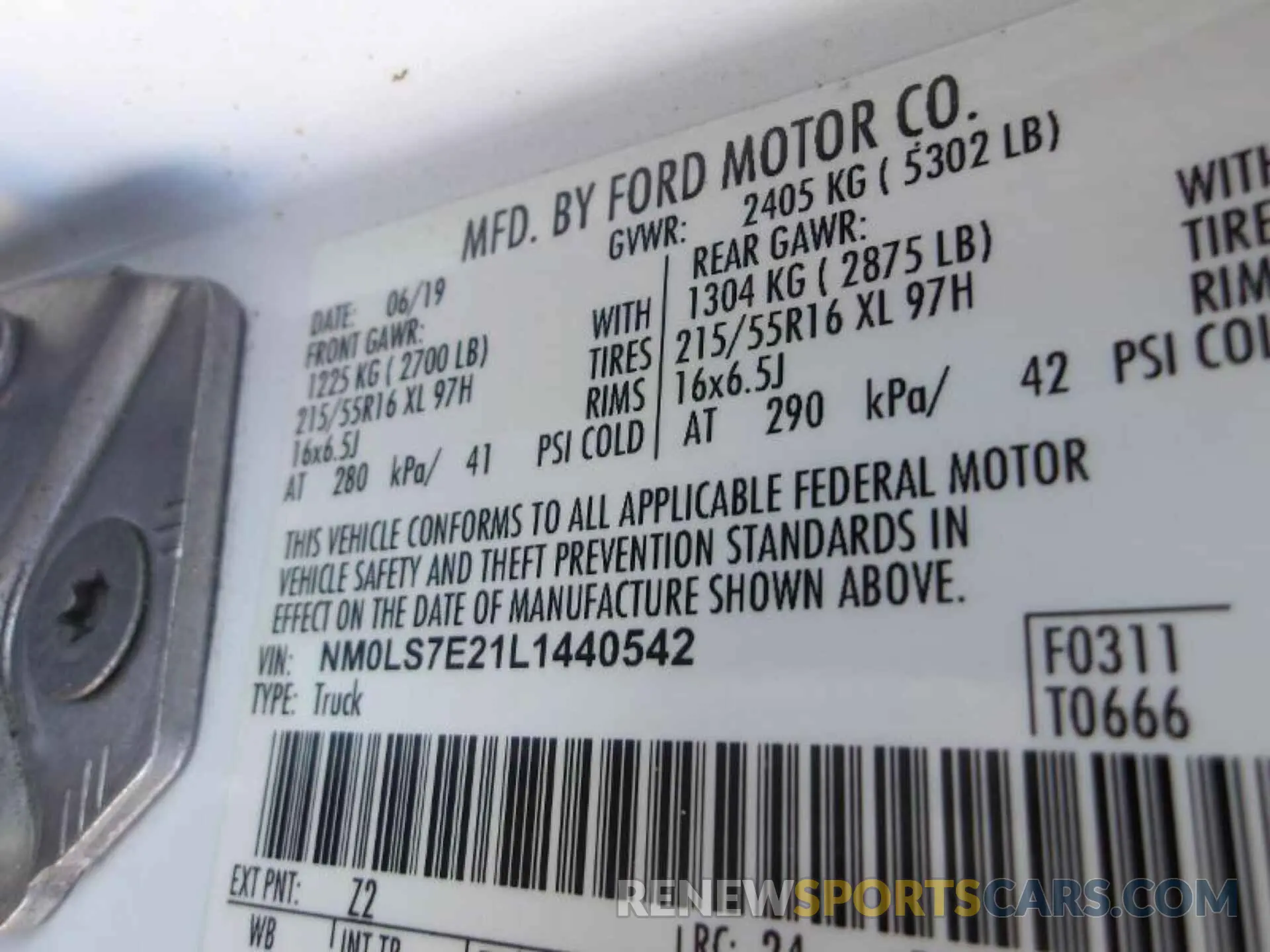 1 Photograph of a damaged car NM0LS7E21L1440542 FORD TRANSIT CONNECT 2020