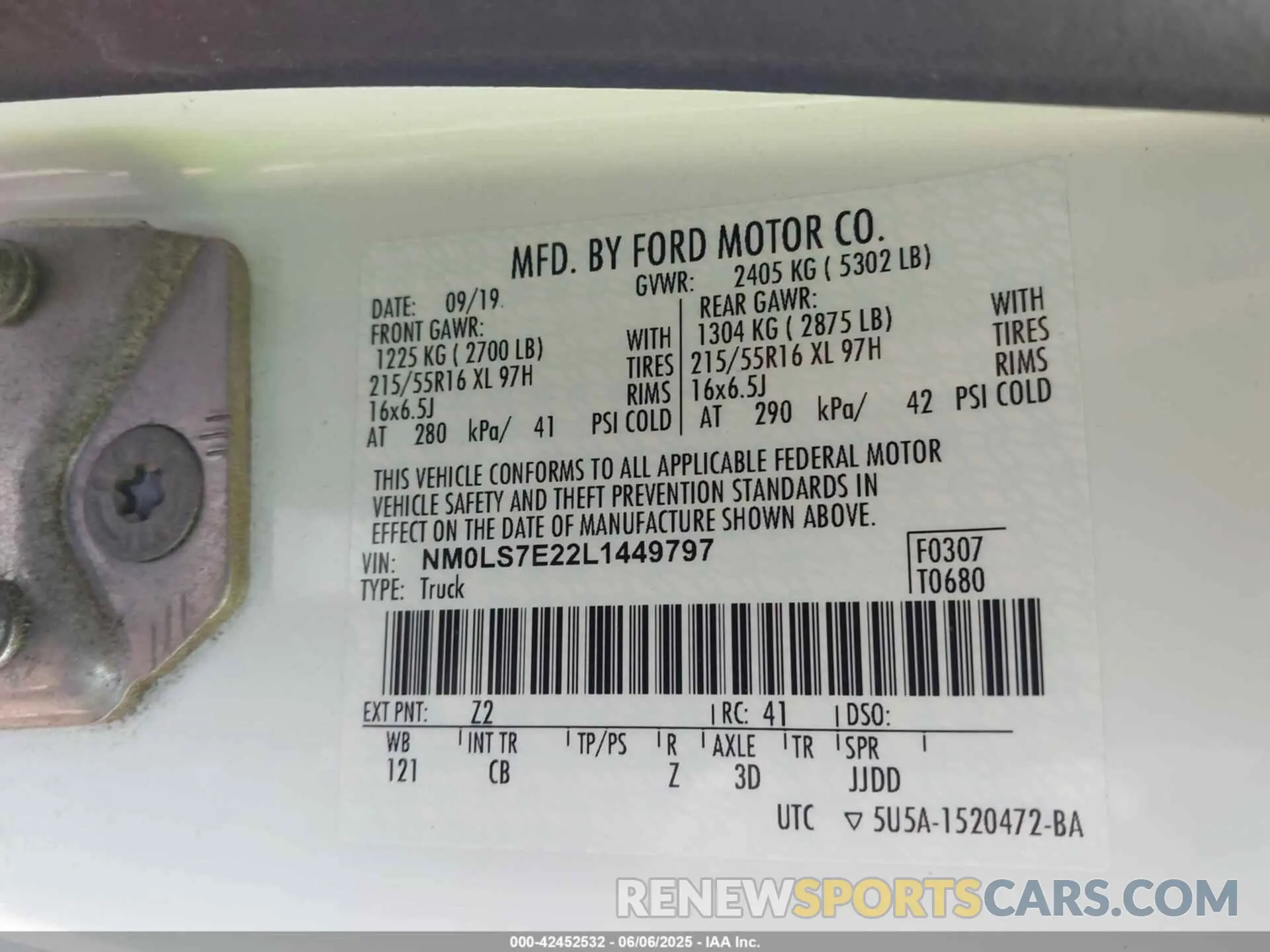 9 Photograph of a damaged car NM0LS7E22L1449797 FORD TRANSIT CONNECT 2020