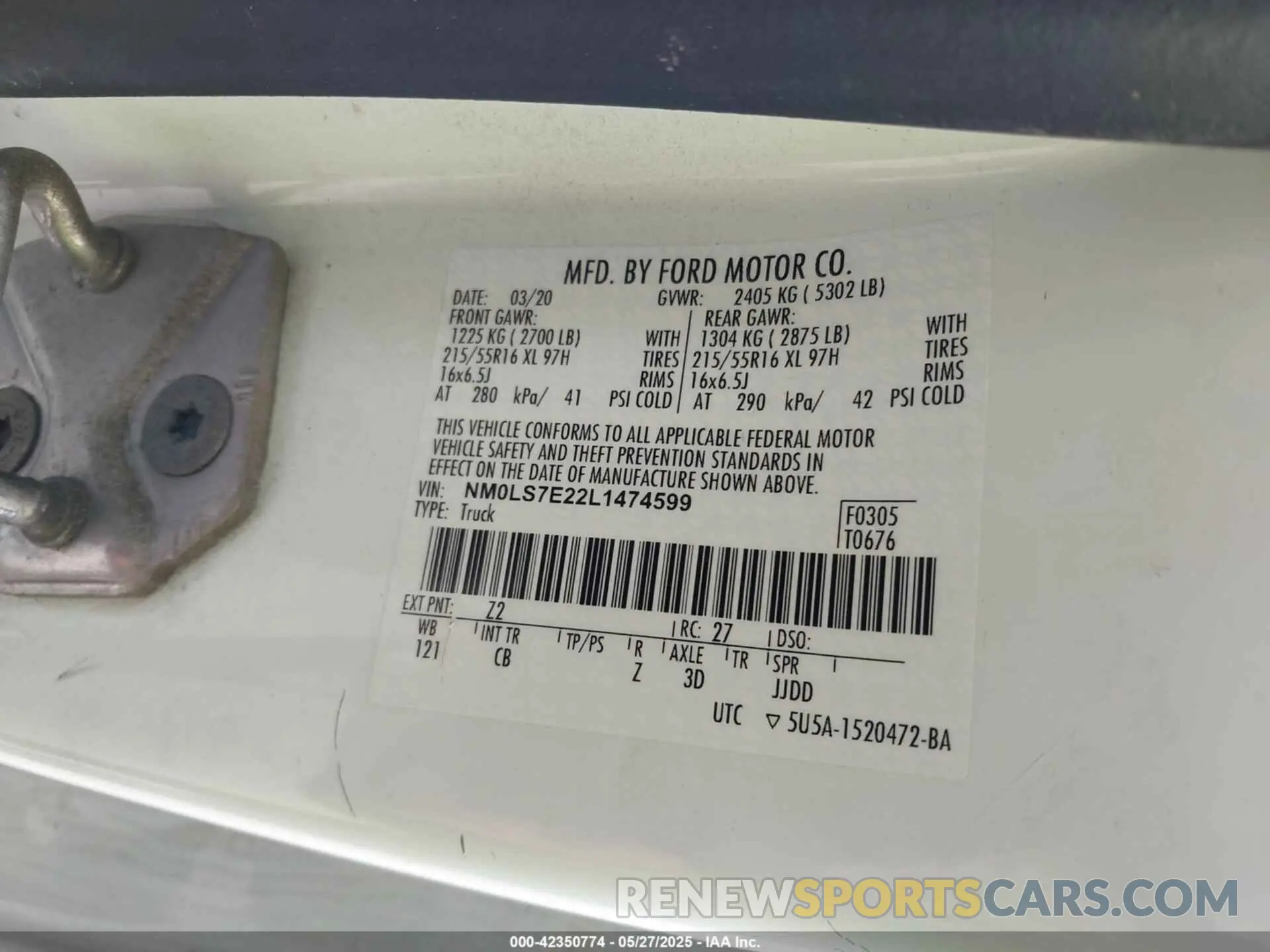 9 Photograph of a damaged car NM0LS7E22L1474599 FORD TRANSIT CONNECT 2020