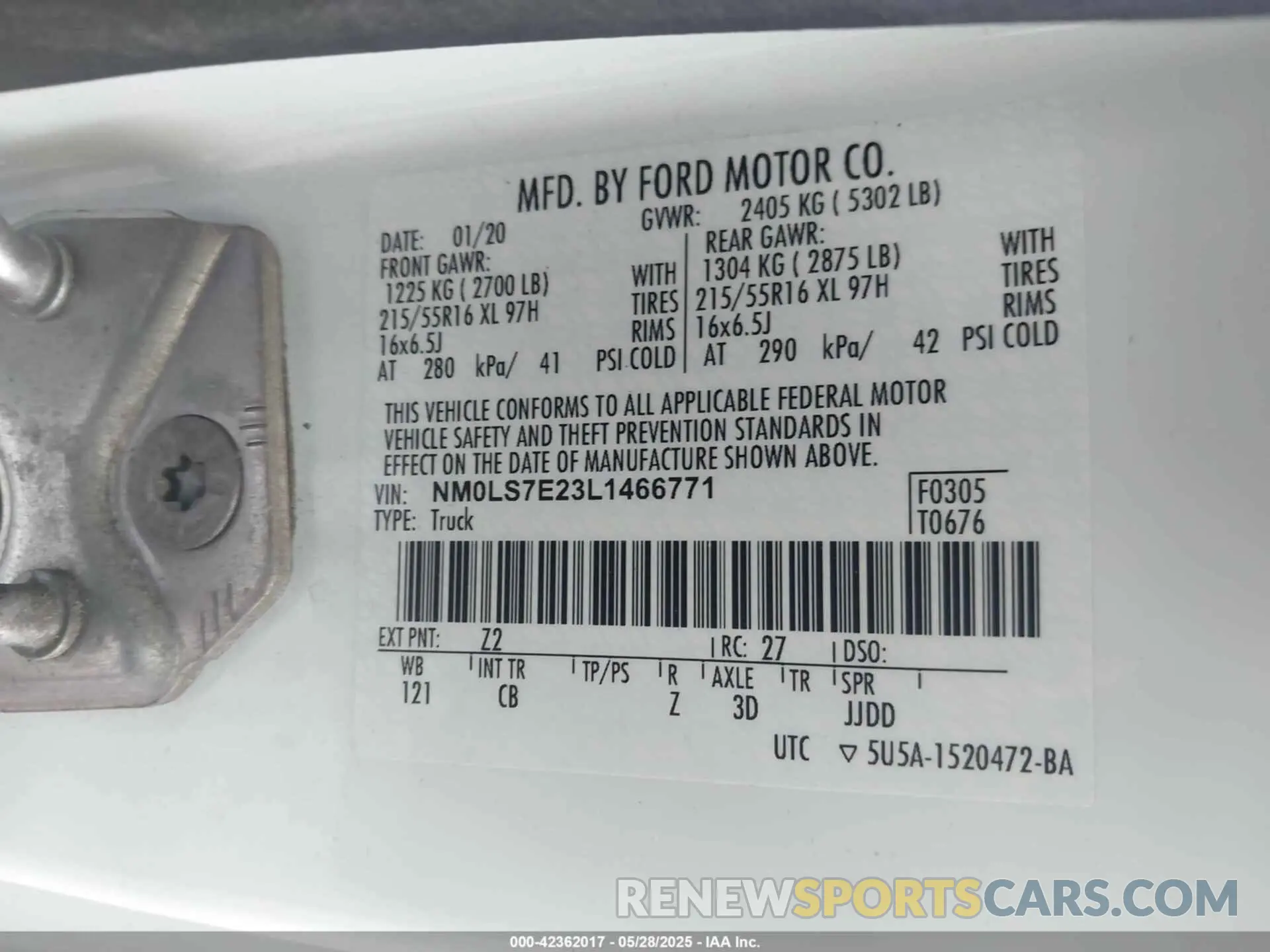 9 Photograph of a damaged car NM0LS7E23L1466771 FORD TRANSIT CONNECT 2020
