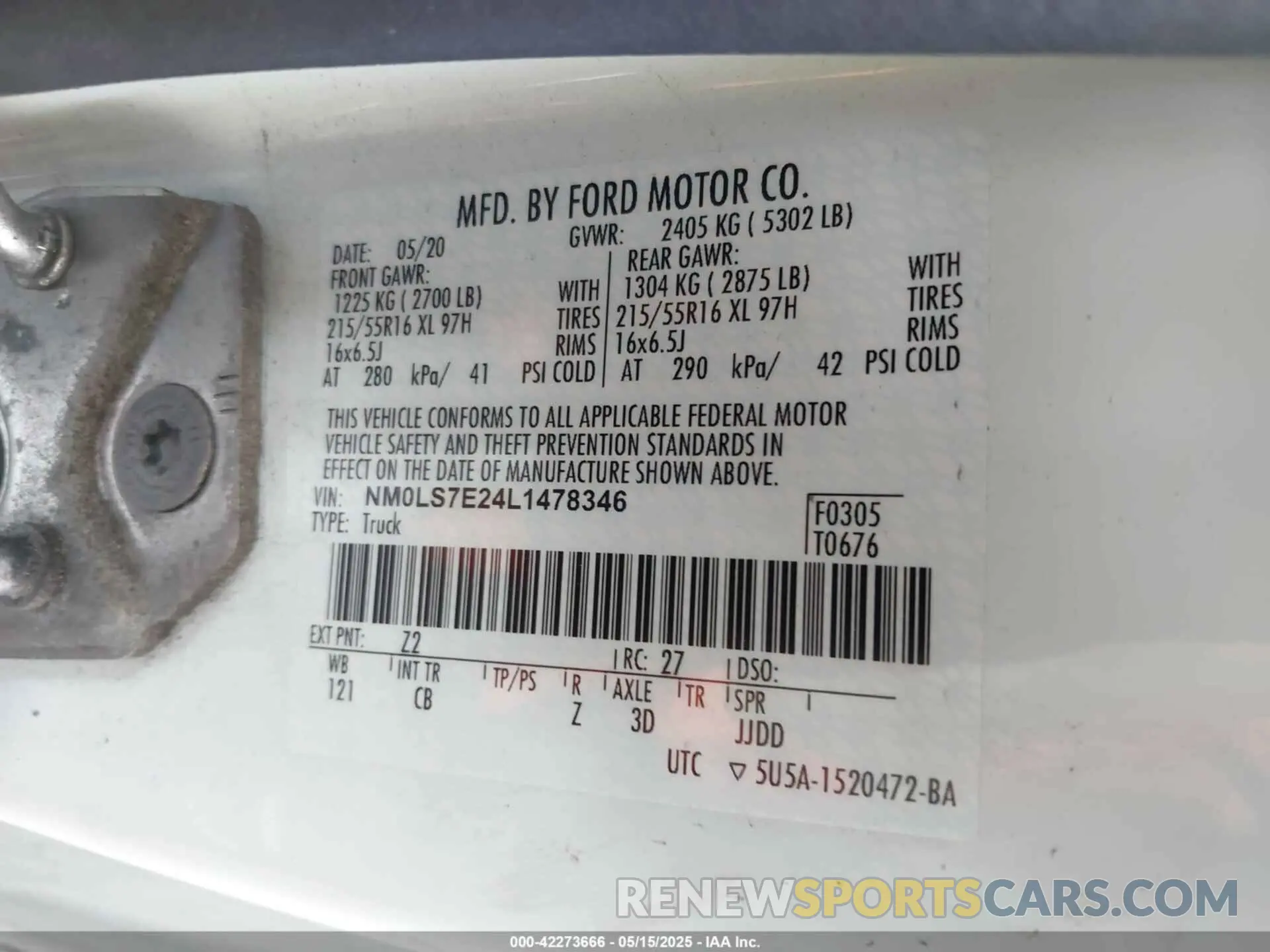 9 Photograph of a damaged car NM0LS7E24L1478346 FORD TRANSIT CONNECT 2020