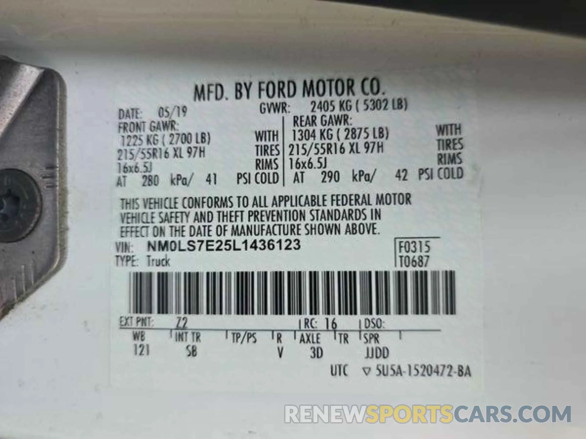 3 Photograph of a damaged car NM0LS7E25L1436123 FORD TRANSIT CONNECT 2020