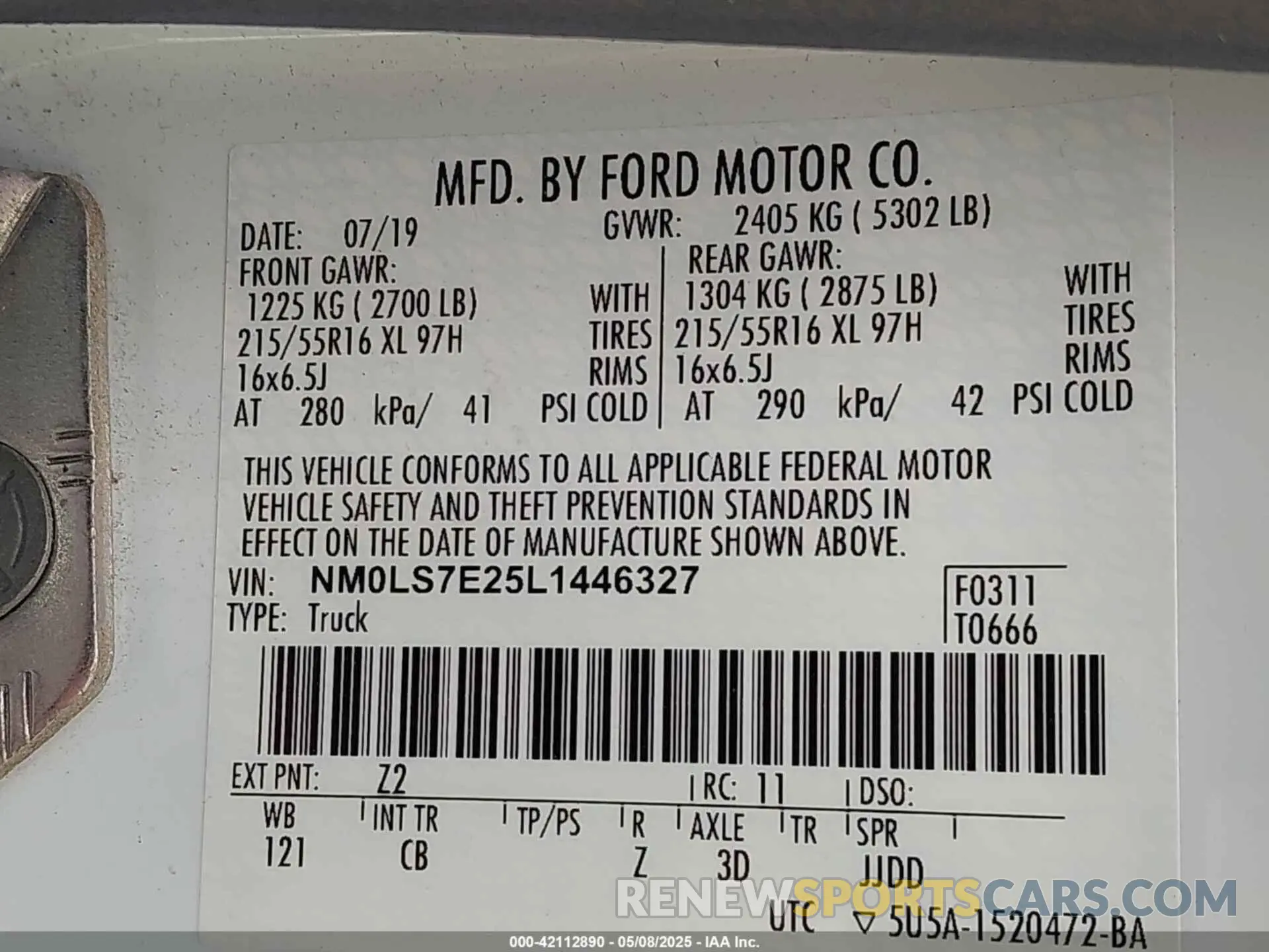 9 Photograph of a damaged car NM0LS7E25L1446327 FORD TRANSIT CONNECT 2020