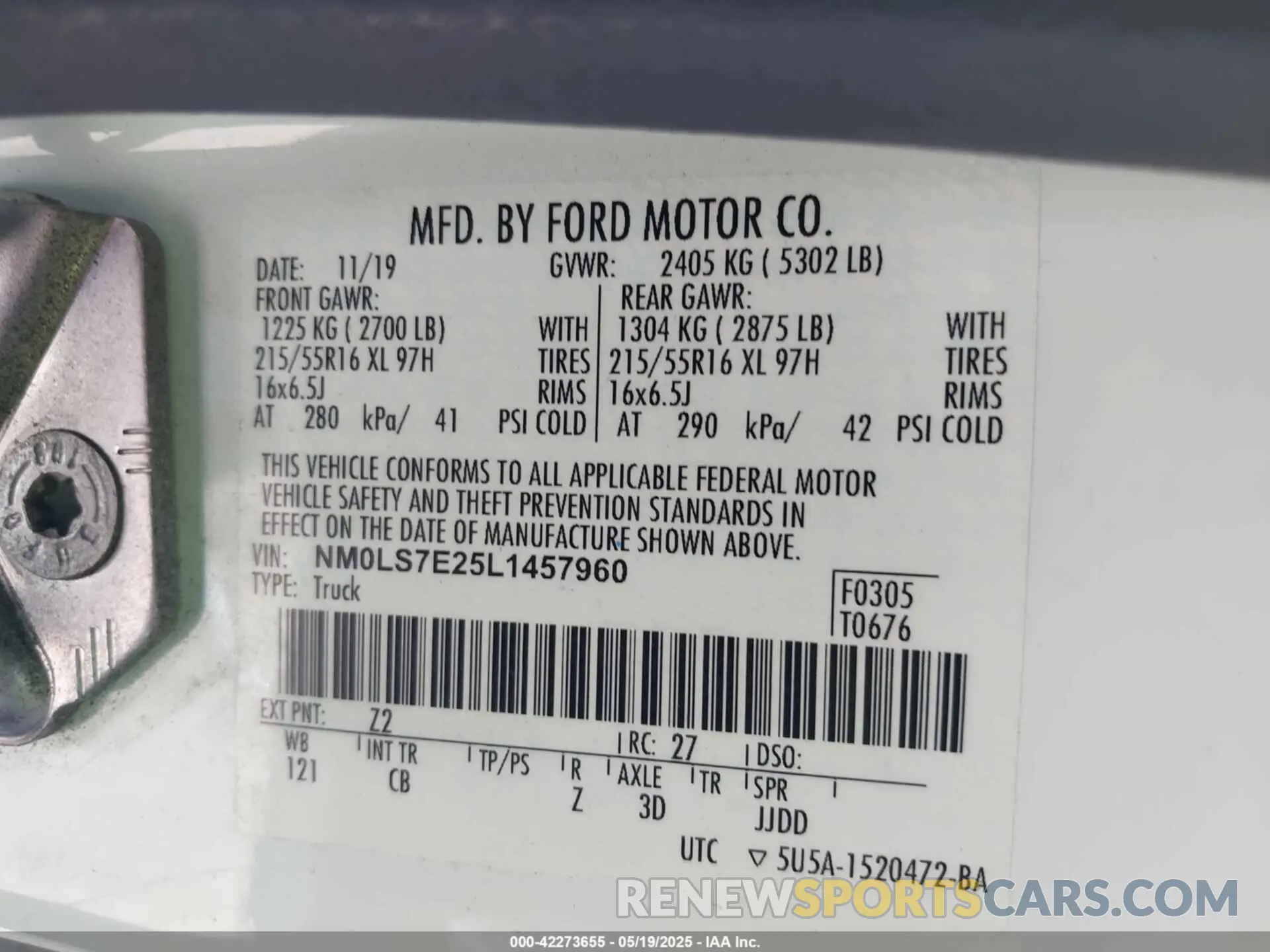 9 Photograph of a damaged car NM0LS7E25L1457960 FORD TRANSIT CONNECT 2020