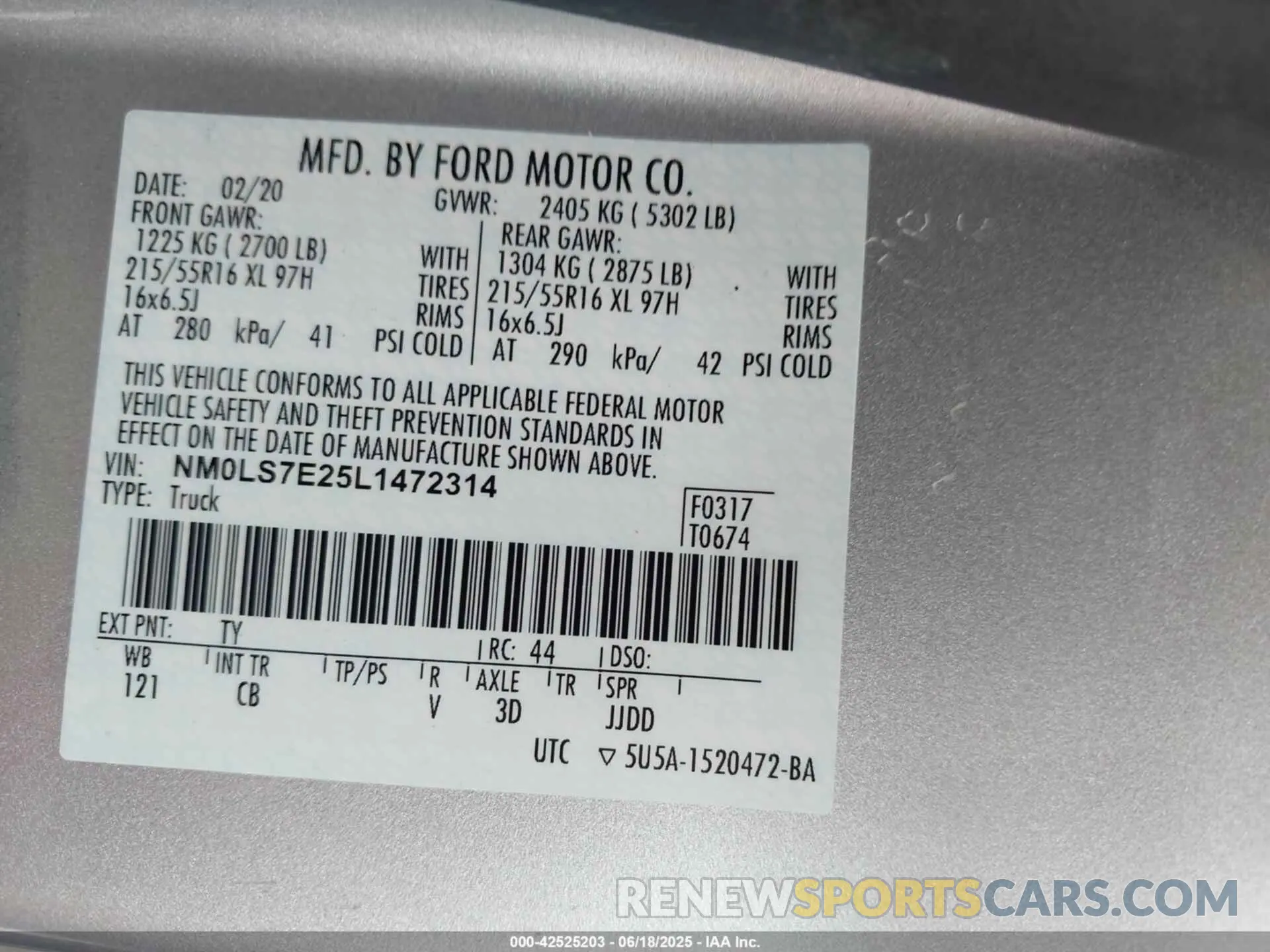 9 Photograph of a damaged car NM0LS7E25L1472314 FORD TRANSIT CONNECT 2020