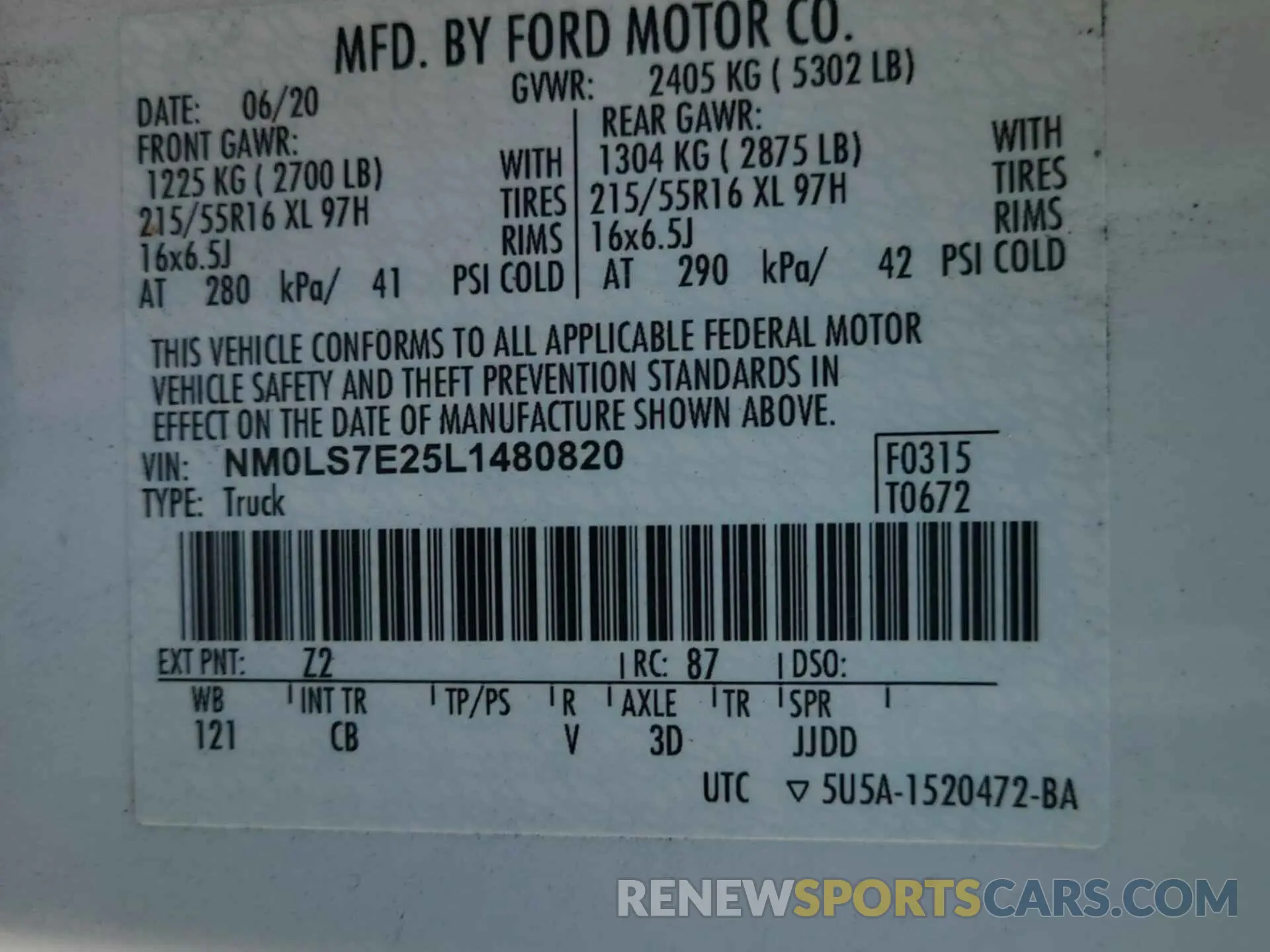 8 Photograph of a damaged car NM0LS7E25L1480820 FORD TRANSIT CONNECT 2020
