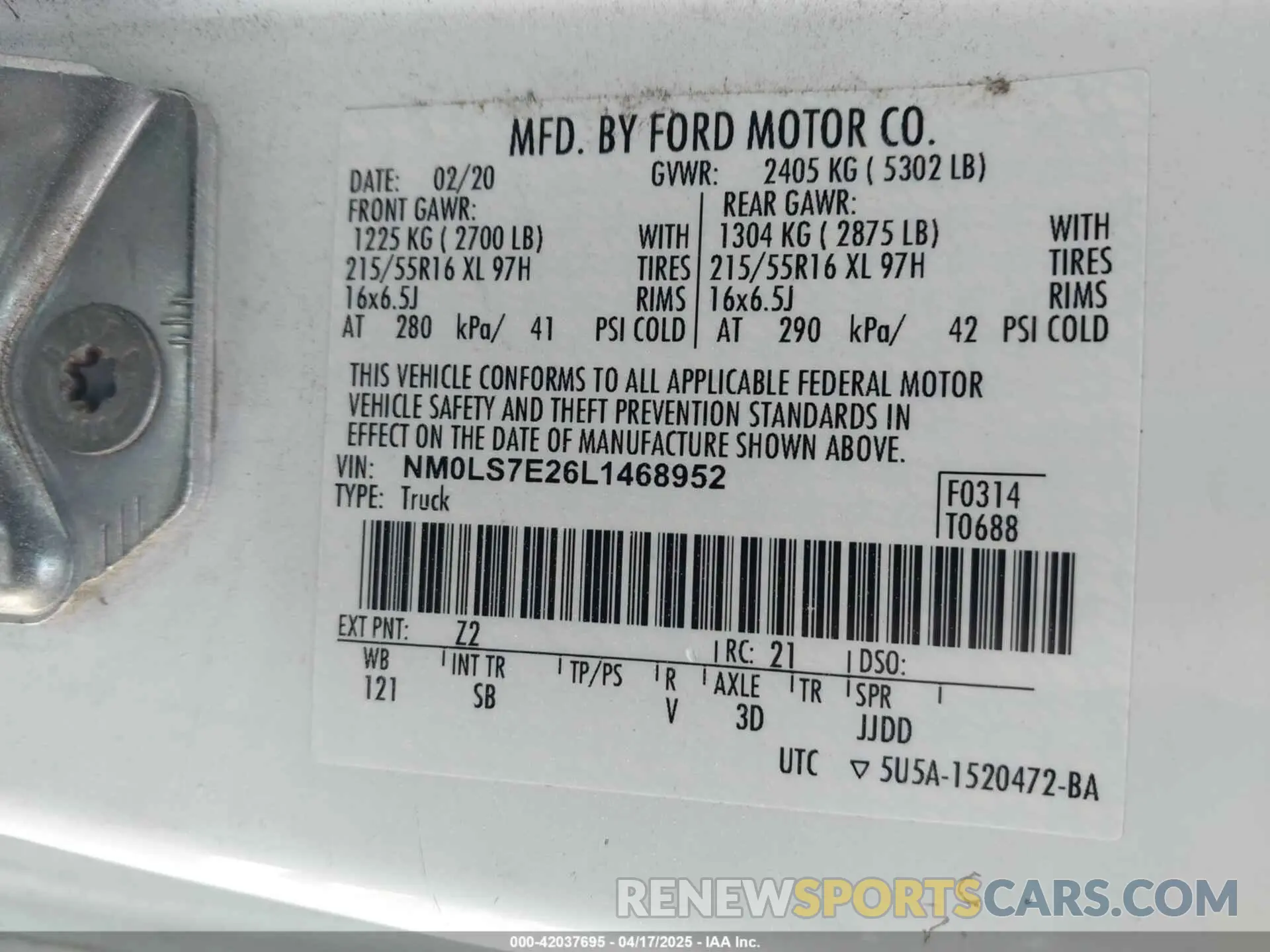9 Photograph of a damaged car NM0LS7E26L1468952 FORD TRANSIT CONNECT 2020
