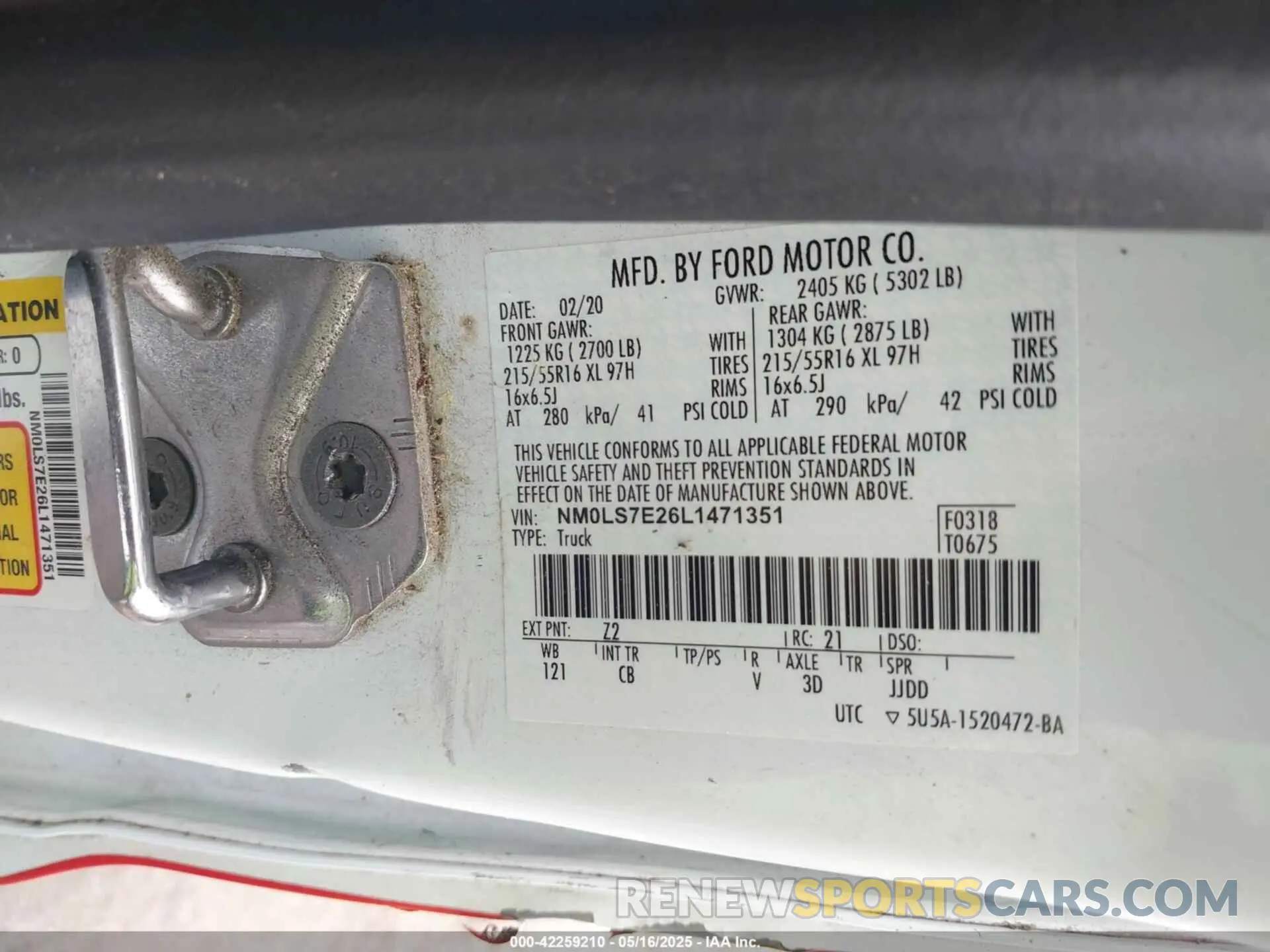9 Photograph of a damaged car NM0LS7E26L1471351 FORD TRANSIT CONNECT 2020