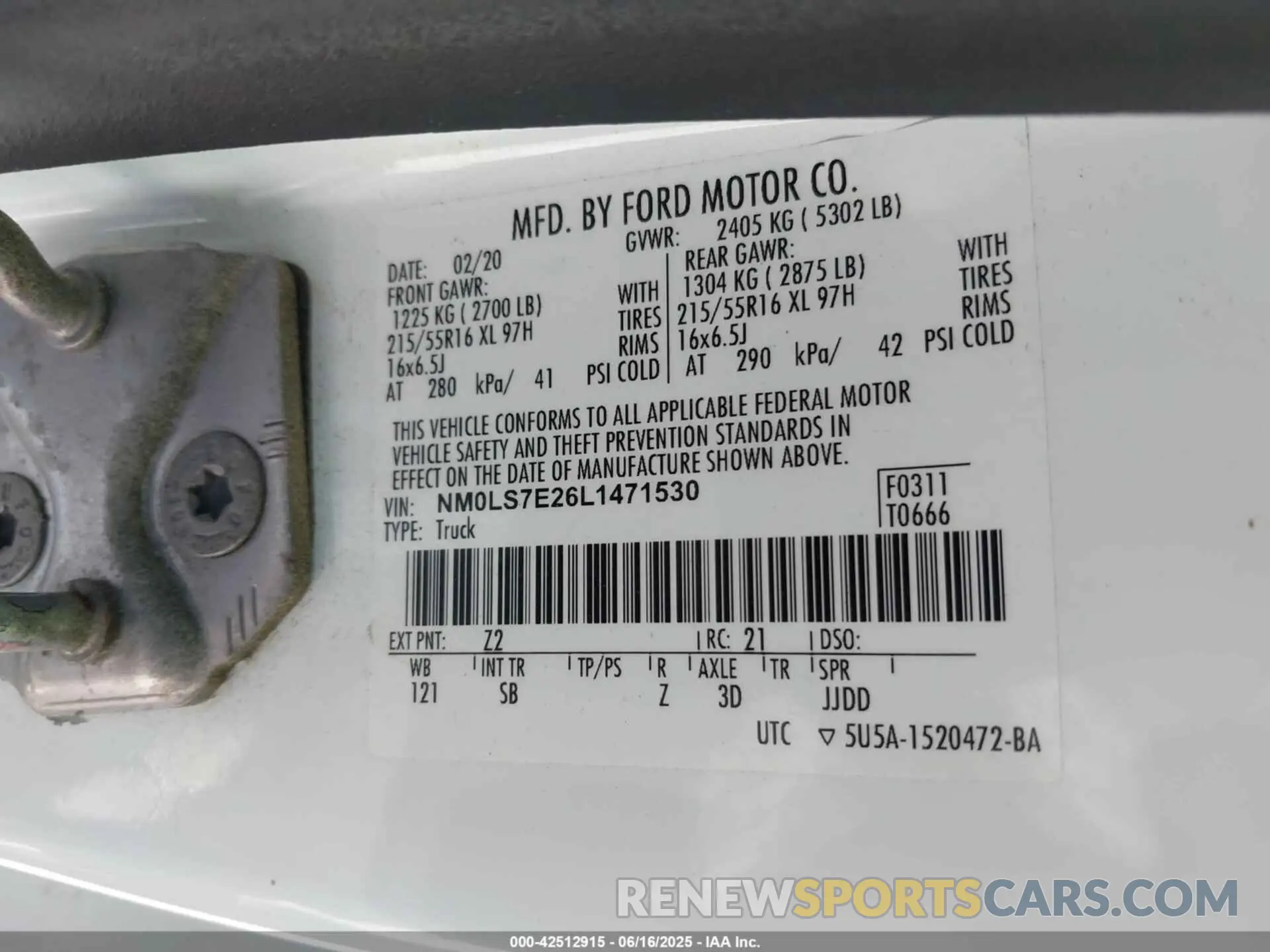 9 Photograph of a damaged car NM0LS7E26L1471530 FORD TRANSIT CONNECT 2020