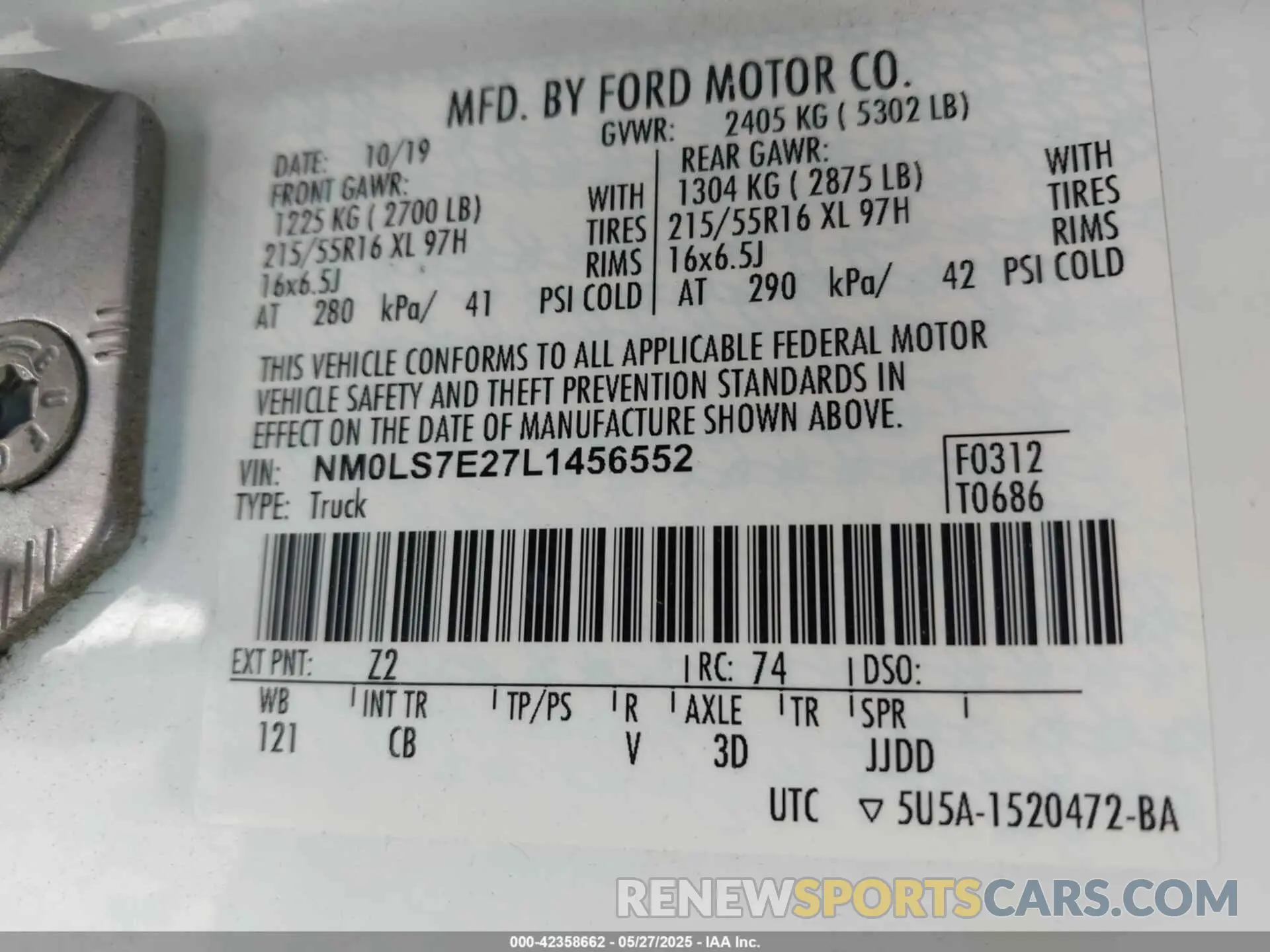9 Photograph of a damaged car NM0LS7E27L1456552 FORD TRANSIT CONNECT 2020