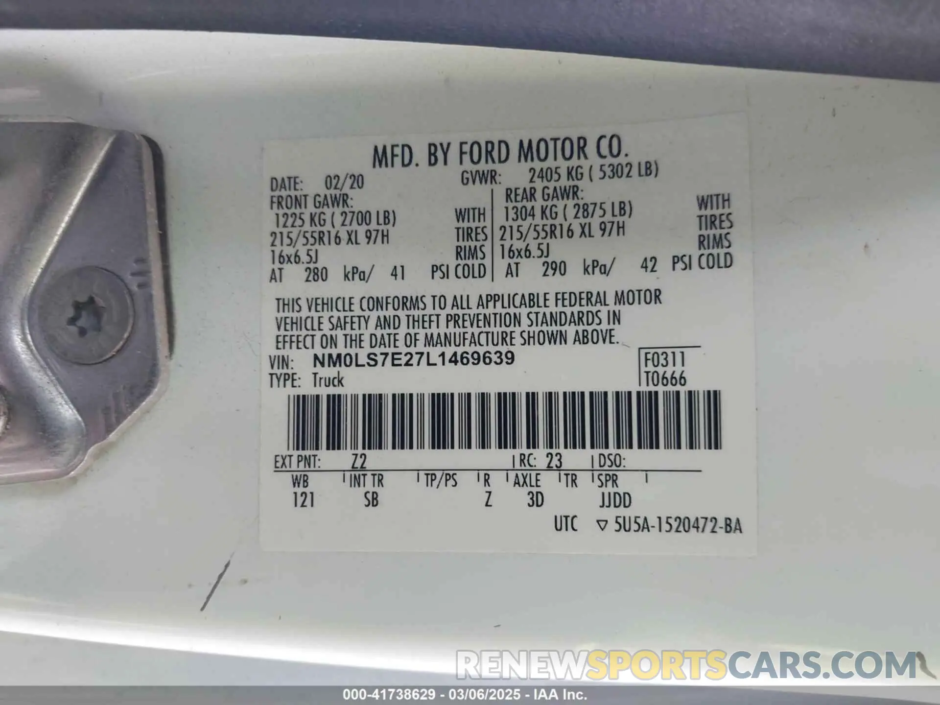 9 Photograph of a damaged car NM0LS7E27L1469639 FORD TRANSIT CONNECT 2020
