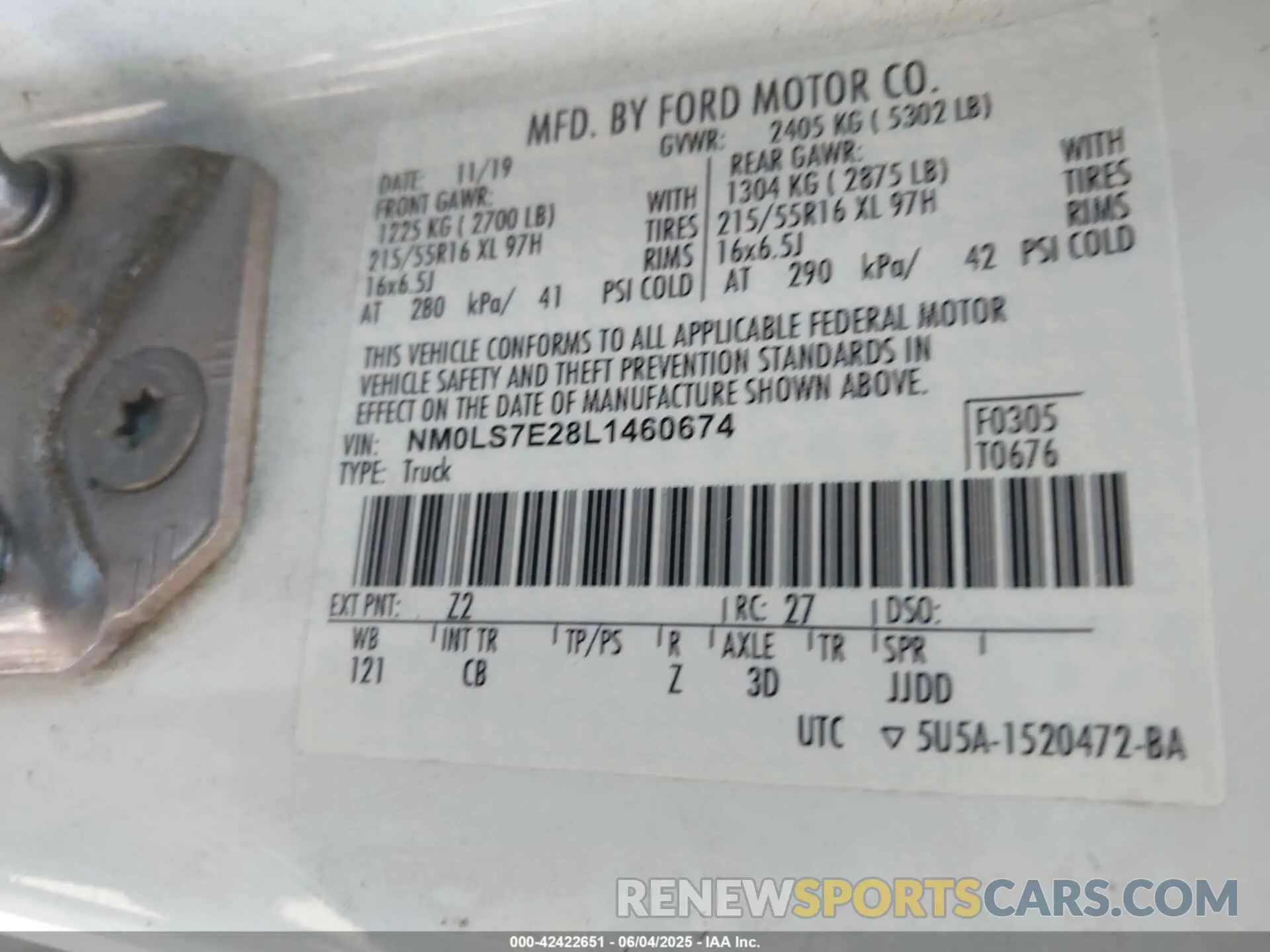 9 Photograph of a damaged car NM0LS7E28L1460674 FORD TRANSIT CONNECT 2020