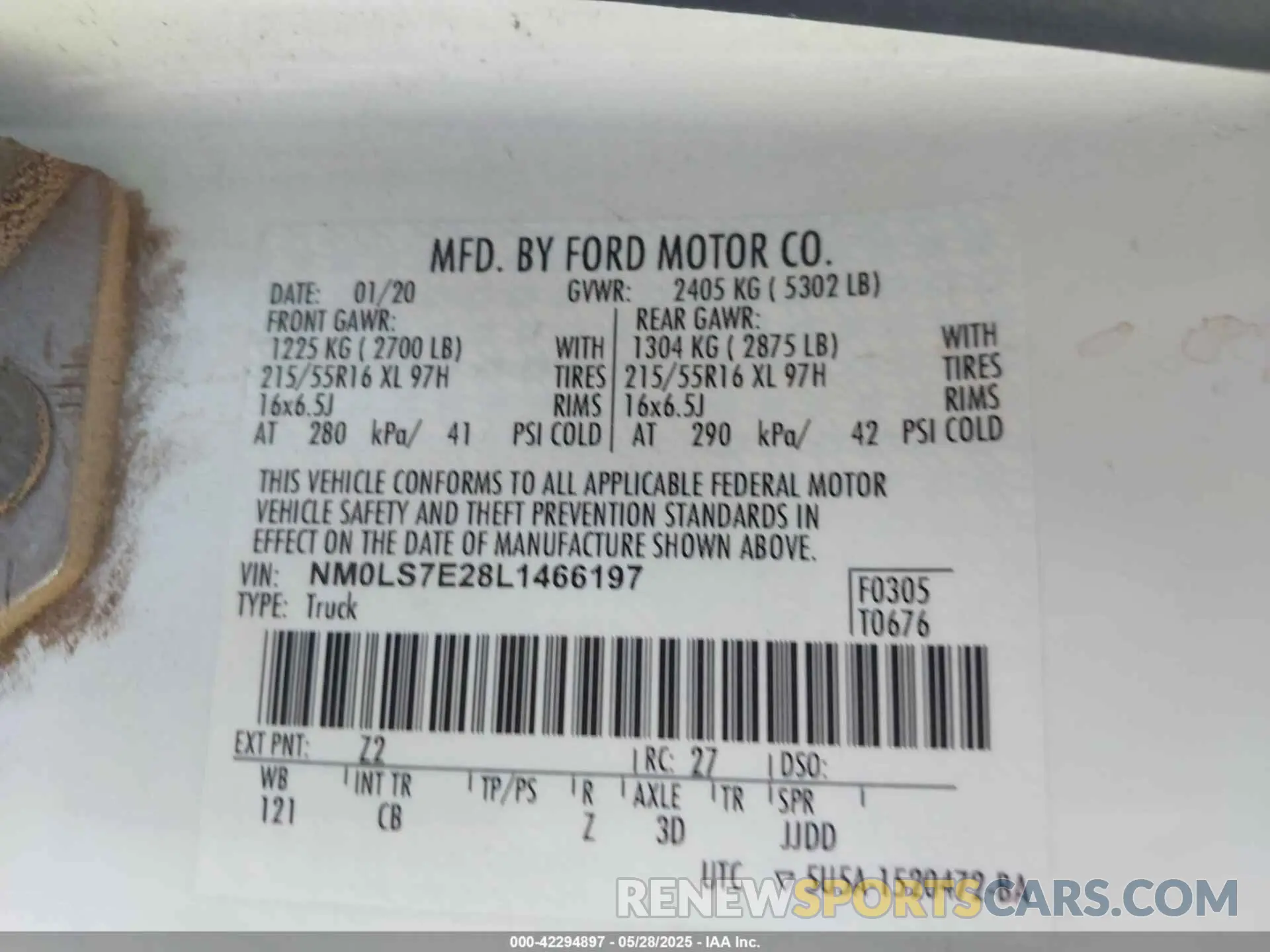 9 Photograph of a damaged car NM0LS7E28L1466197 FORD TRANSIT CONNECT 2020