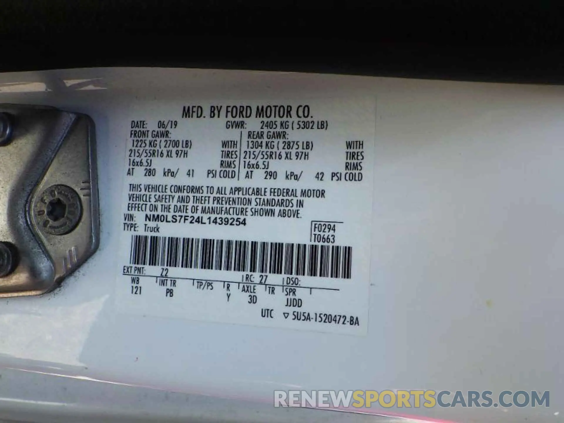 19 Photograph of a damaged car NM0LS7F24L1439254 FORD TRANSIT CONNECT 2020