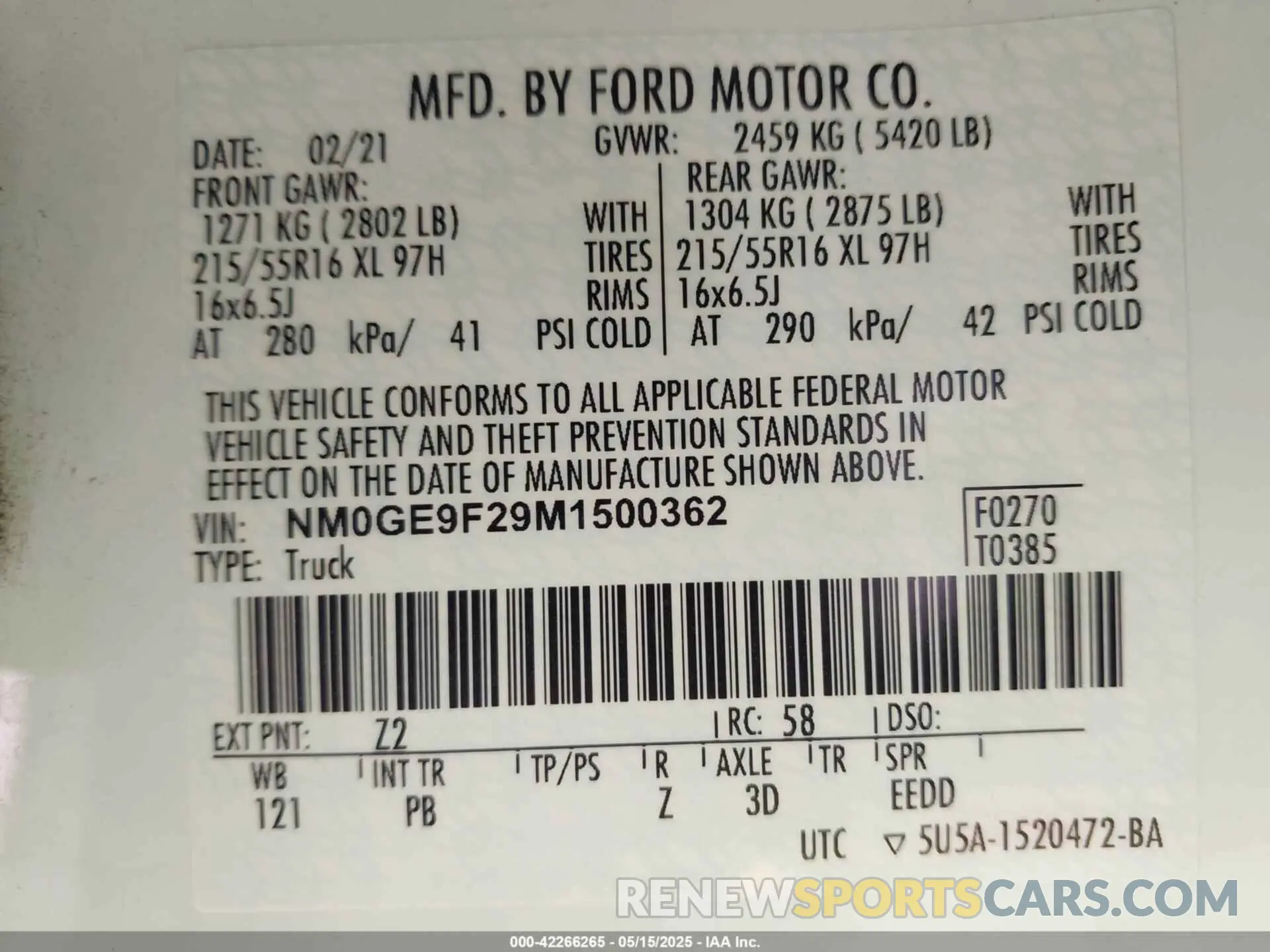 9 Photograph of a damaged car NM0GE9F29M1500362 FORD TRANSIT CONNECT 2021