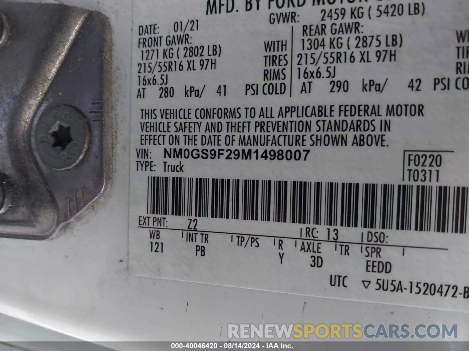 9 Photograph of a damaged car NM0GS9F29M1498007 FORD TRANSIT CONNECT 2021