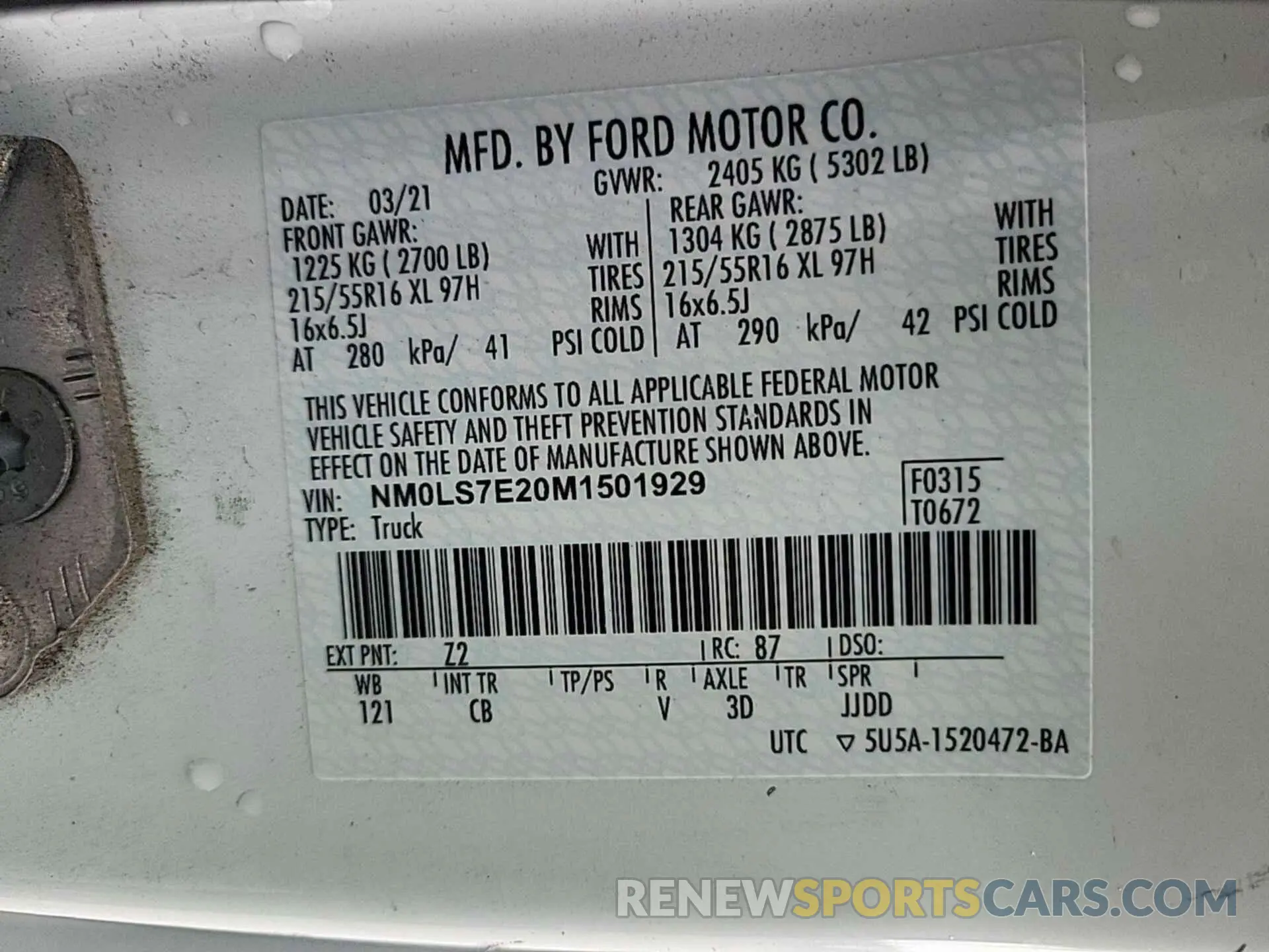 4 Photograph of a damaged car NM0LS7E20M1501929 FORD TRANSIT CONNECT 2021
