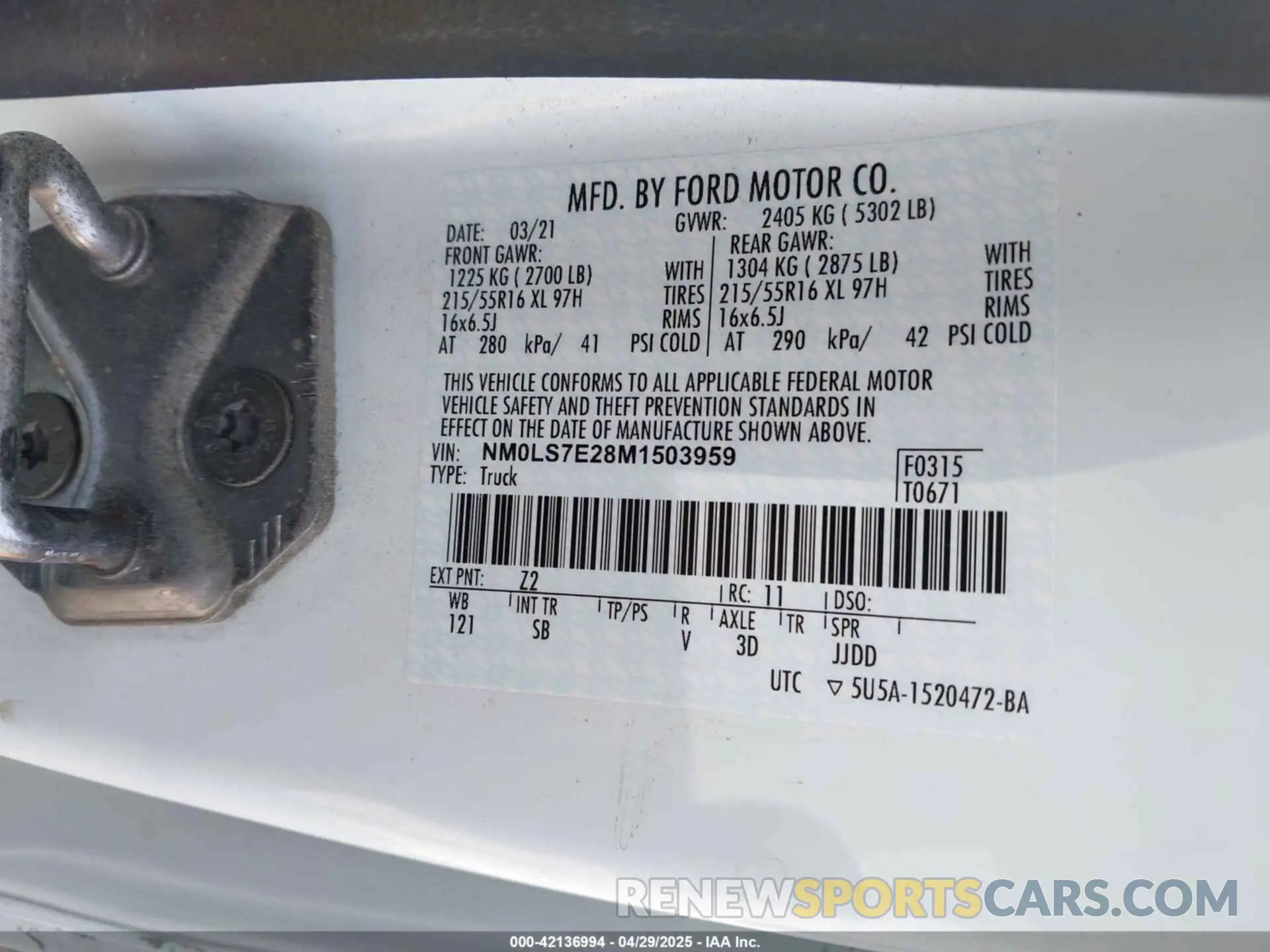 9 Photograph of a damaged car NM0LS7E28M1503959 FORD TRANSIT CONNECT 2021