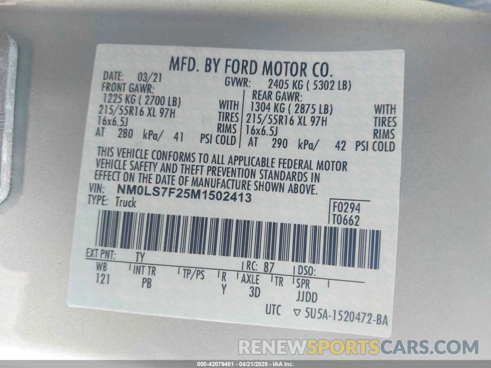 9 Photograph of a damaged car NM0LS7F25M1502413 FORD TRANSIT CONNECT 2021
