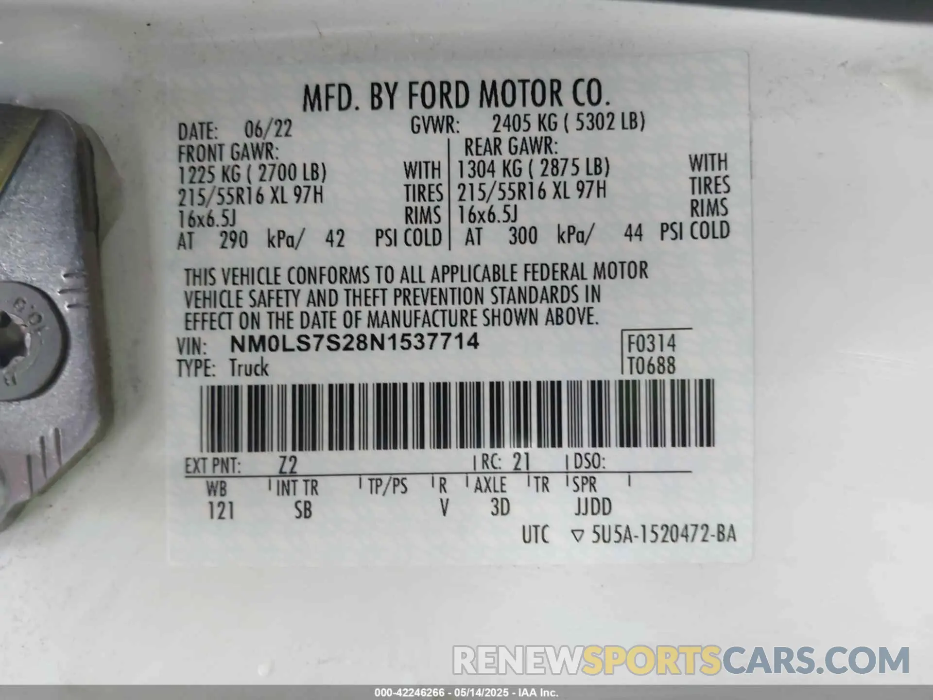 9 Photograph of a damaged car NM0LS7S28N1537714 FORD TRANSIT CONNECT 2022