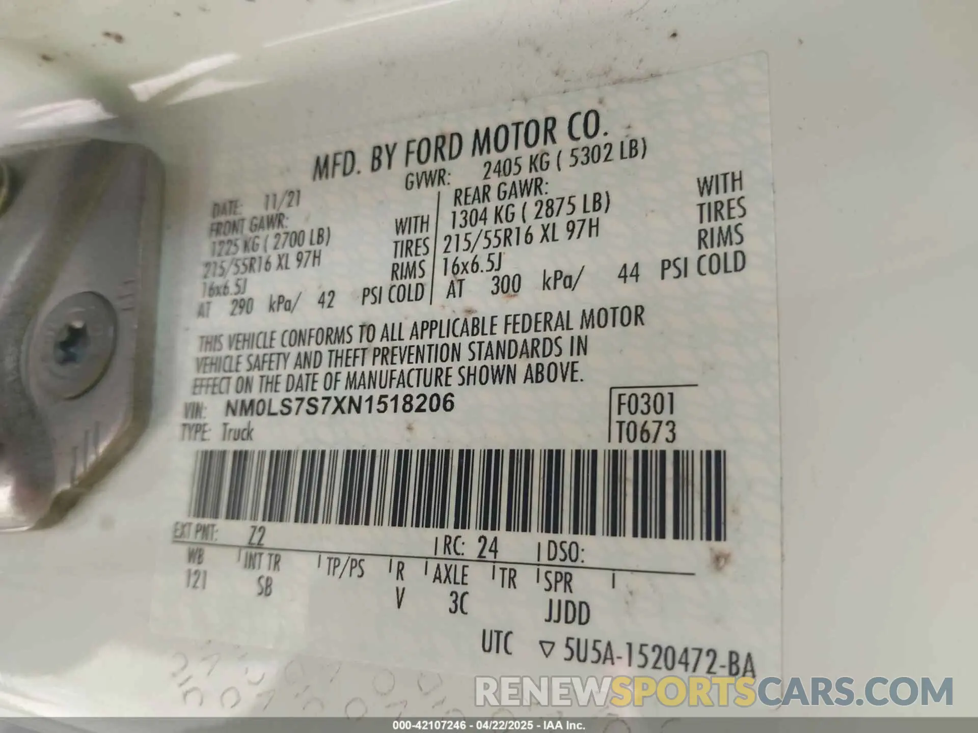 9 Photograph of a damaged car NM0LS7S7XN1518206 FORD TRANSIT CONNECT 2022