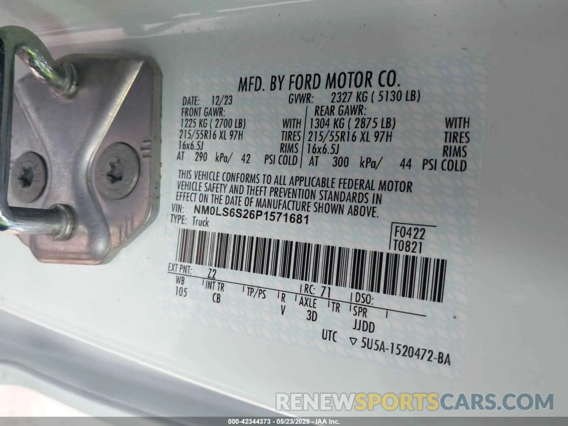 9 Photograph of a damaged car NM0LS6S26P1571681 FORD TRANSIT CONNECT 2023