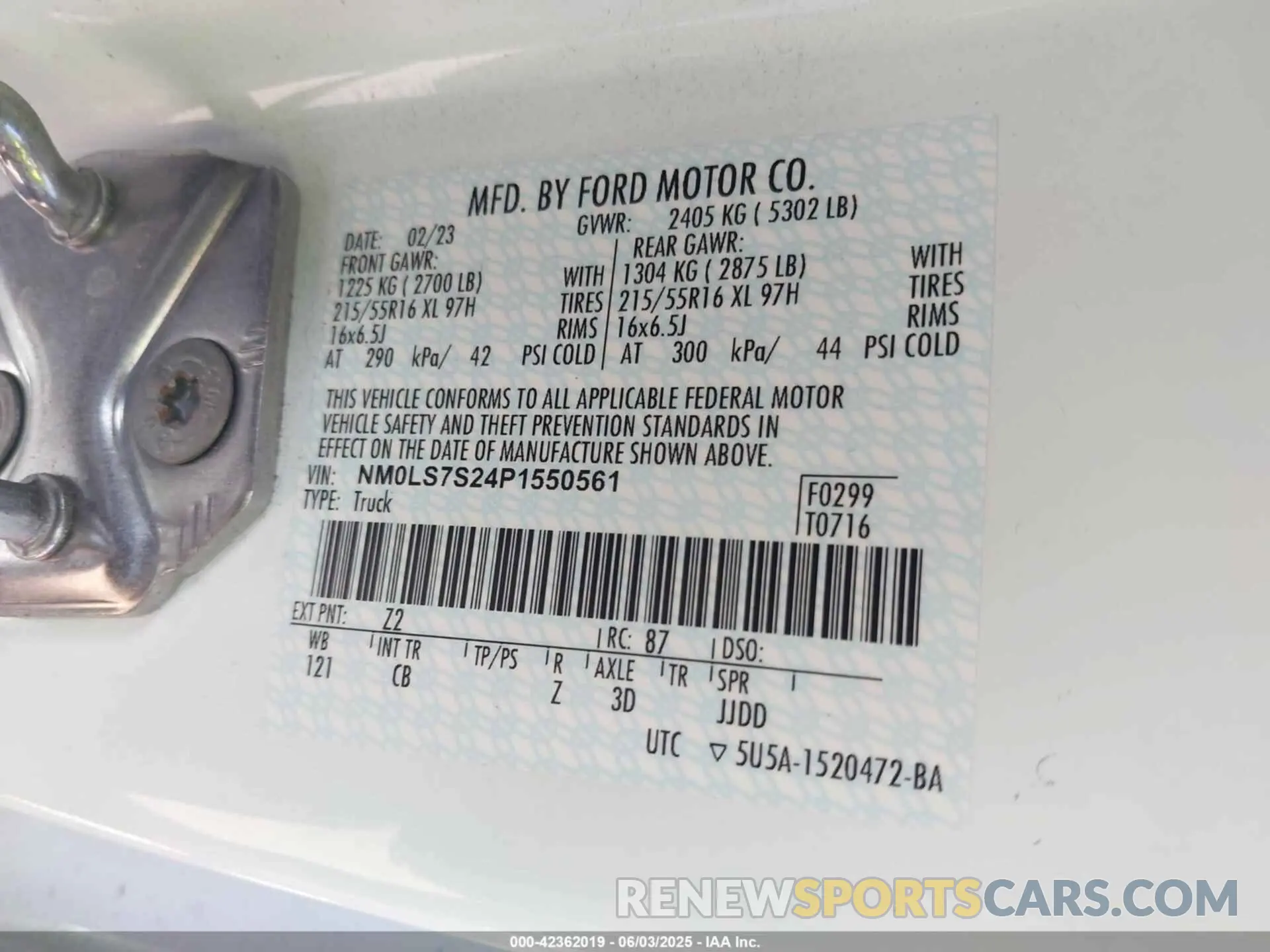 9 Photograph of a damaged car NM0LS7S24P1550561 FORD TRANSIT CONNECT 2023
