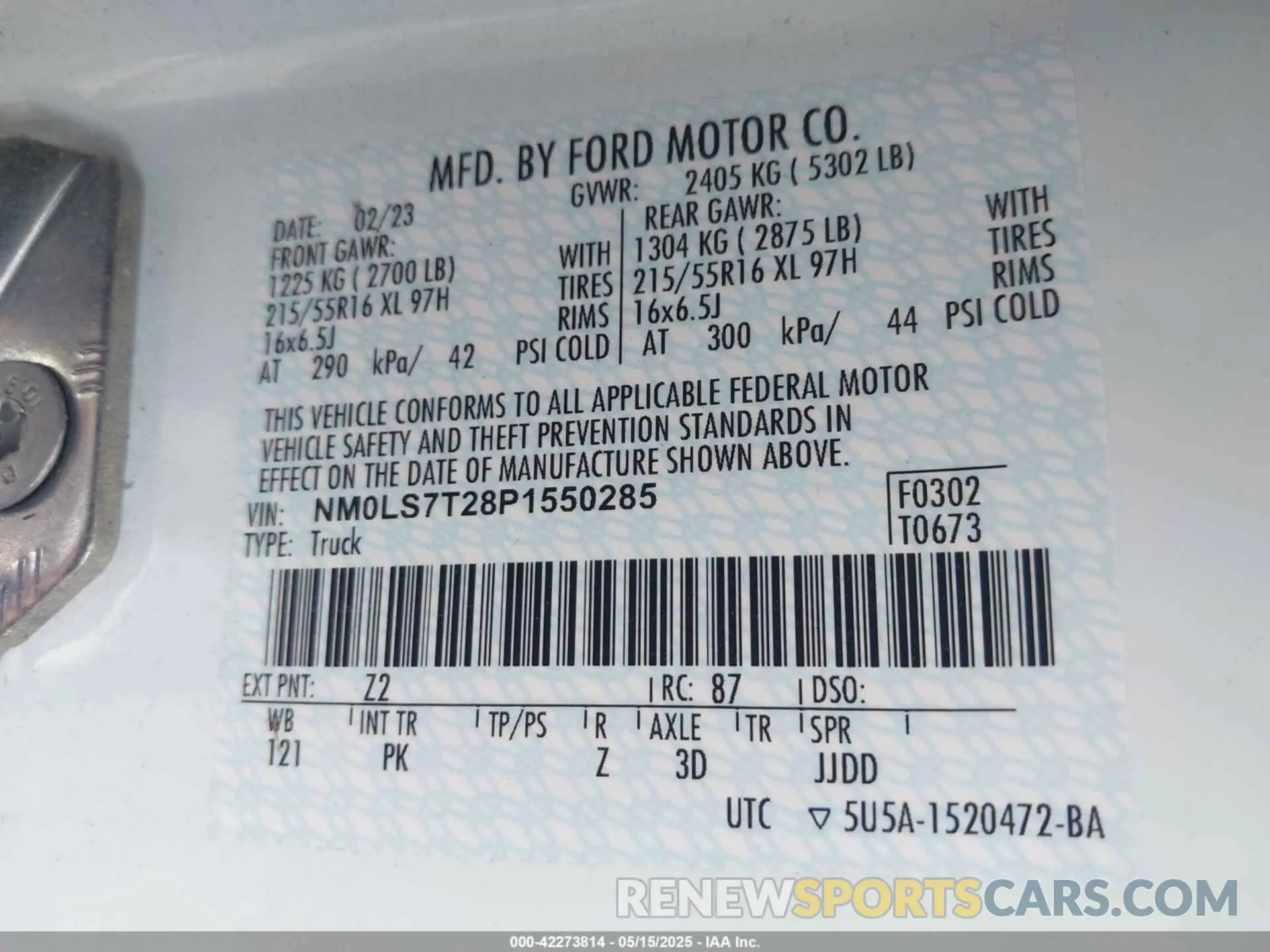 9 Photograph of a damaged car NM0LS7T28P1550285 FORD TRANSIT CONNECT 2023