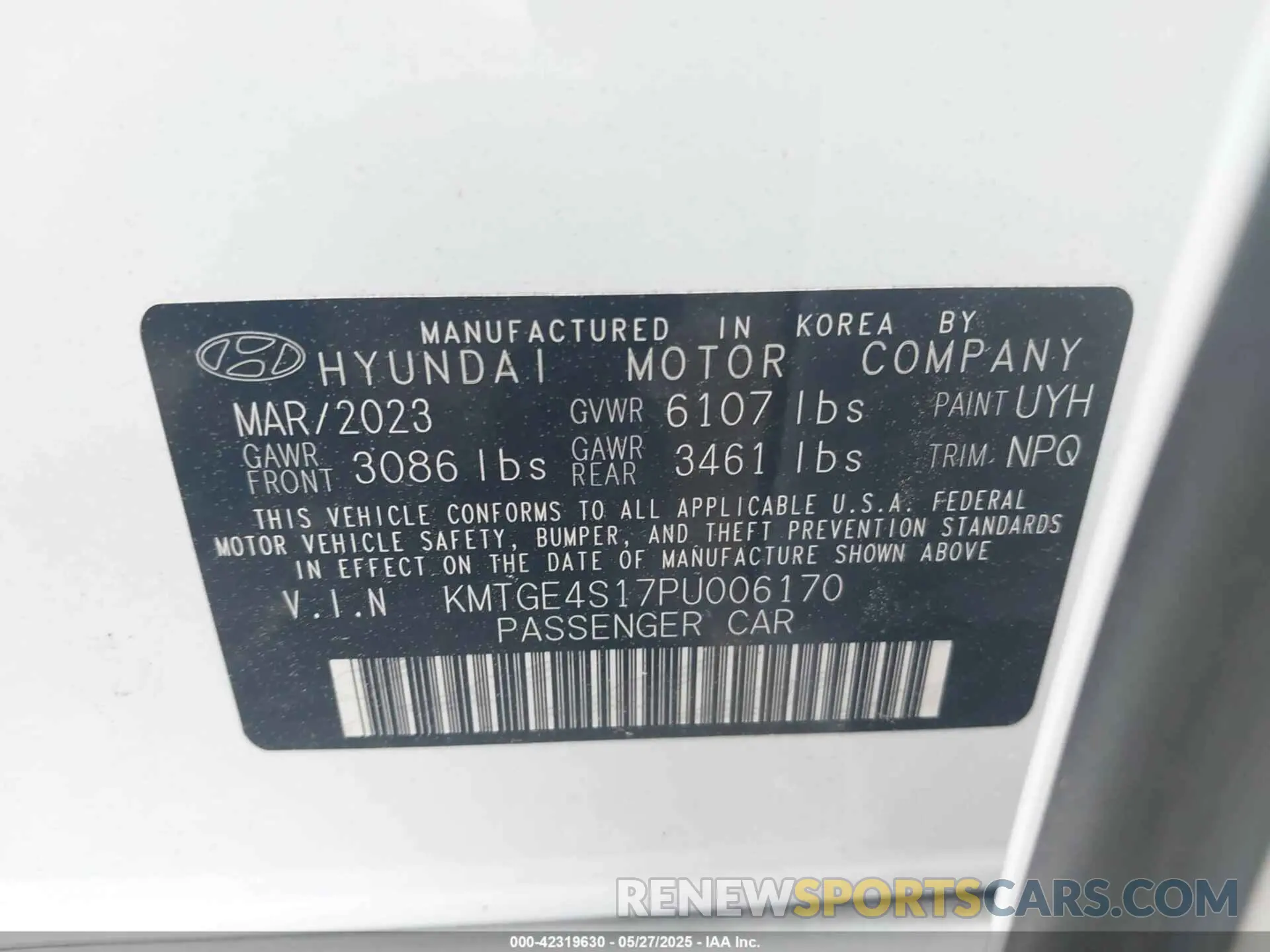 9 Photograph of a damaged car KMTGE4S17PU006170 GENESIS ELECTRIFIED G80 2023
