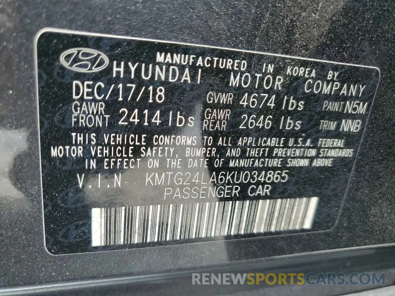 13 Photograph of a damaged car KMTG24LA6KU034865 GENESIS G70 2019