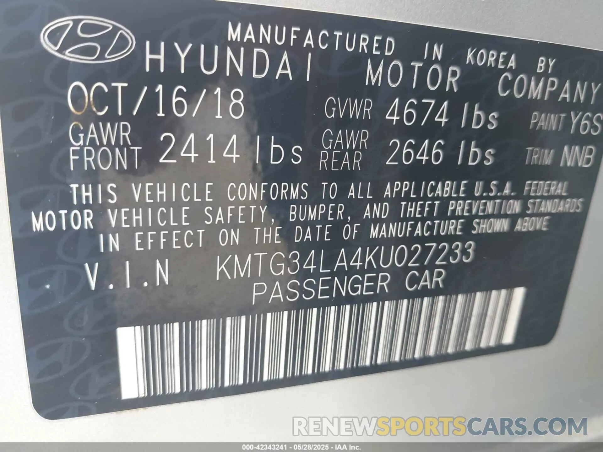 9 Photograph of a damaged car KMTG34LA4KU027233 GENESIS G70 2019