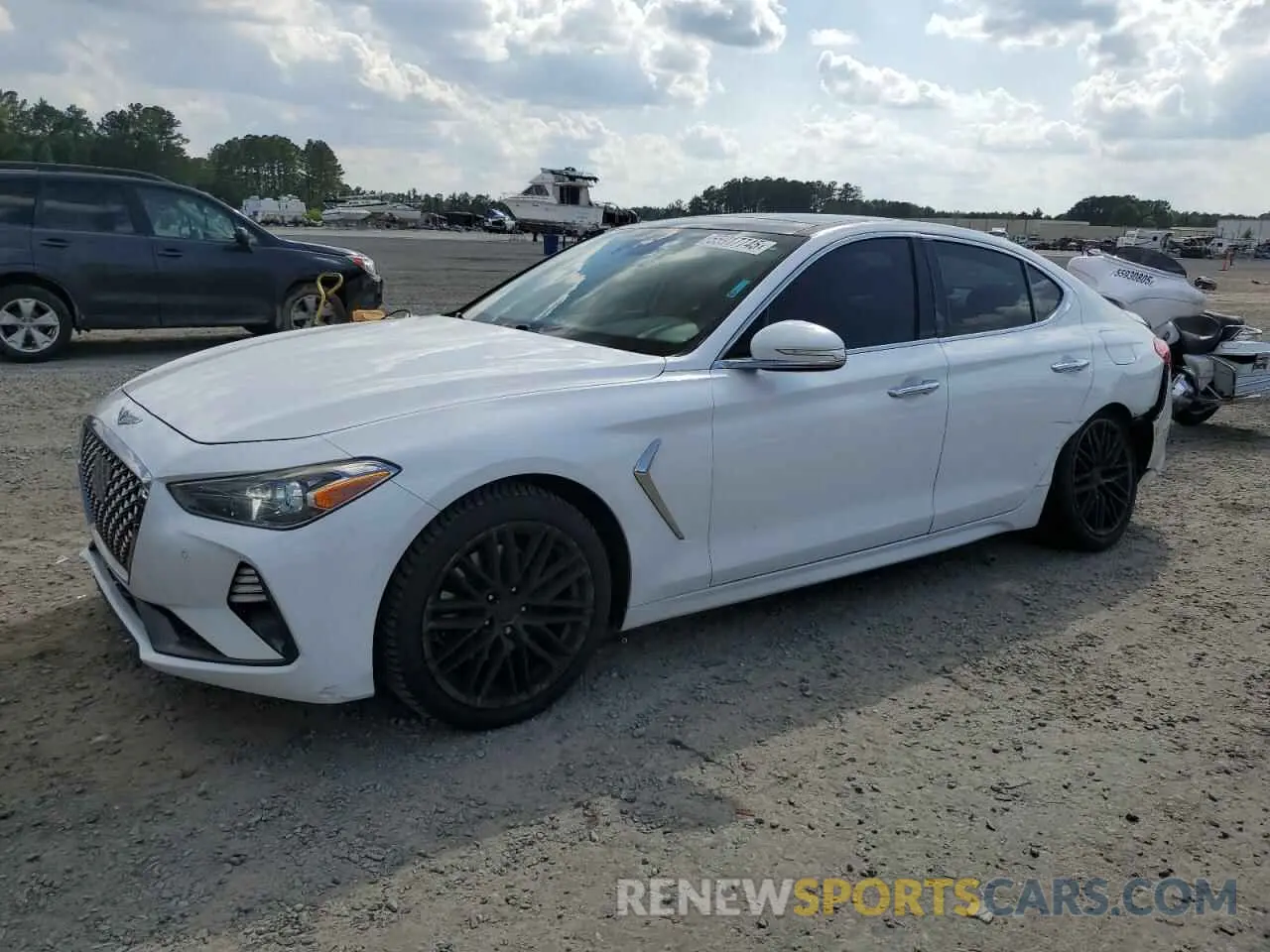1 Photograph of a damaged car KMTG34LAXKU044313 GENESIS G70 2019