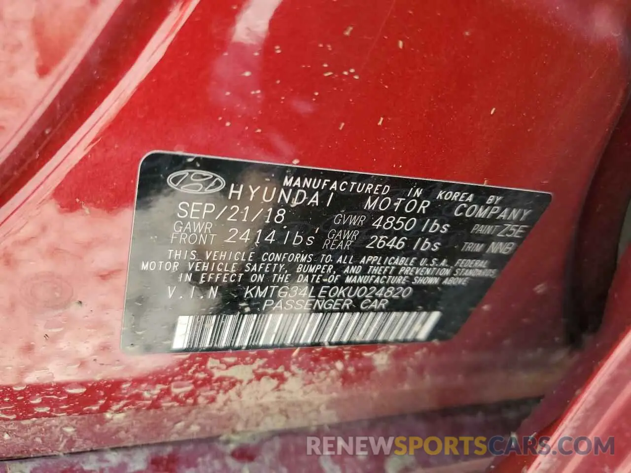 13 Photograph of a damaged car KMTG34LE0KU024820 GENESIS G70 2019