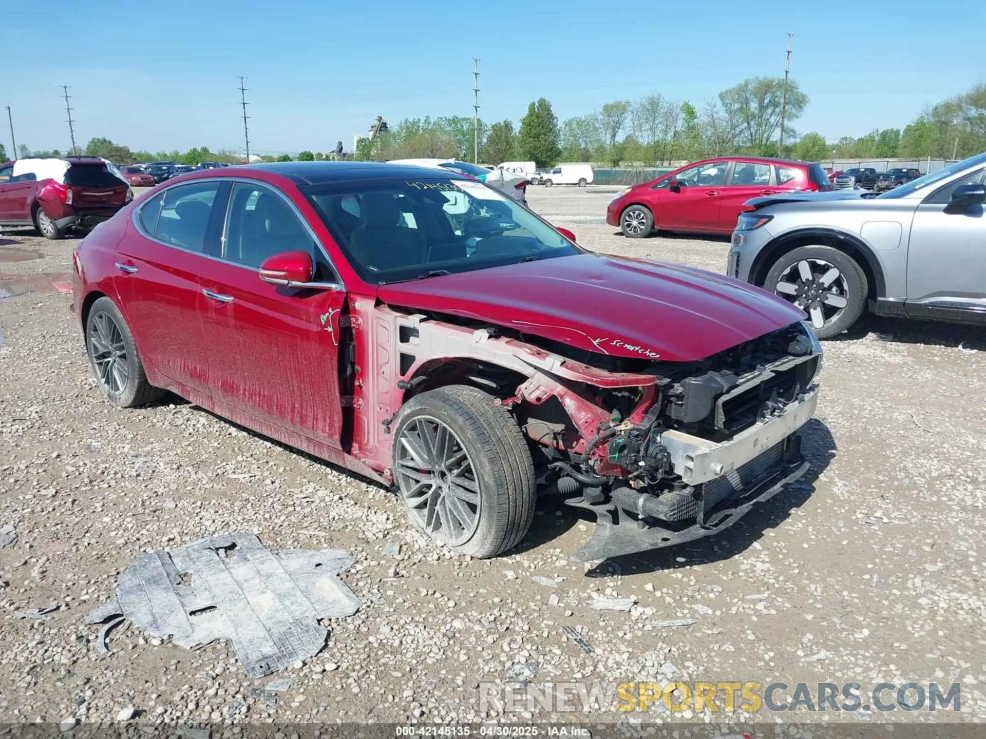 1 Photograph of a damaged car KMTG34LE0KU039981 GENESIS G70 2019
