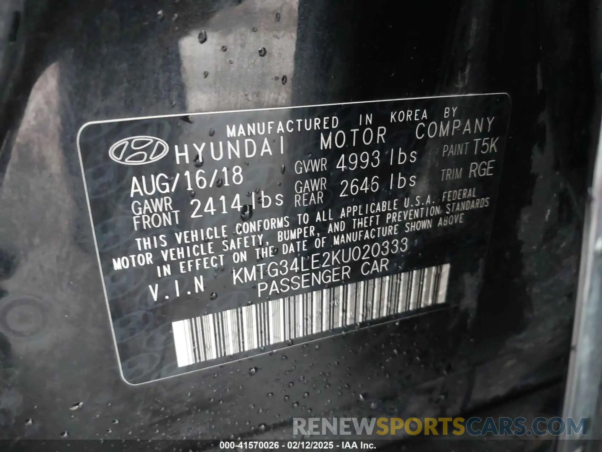 9 Photograph of a damaged car KMTG34LE2KU020333 GENESIS G70 2019