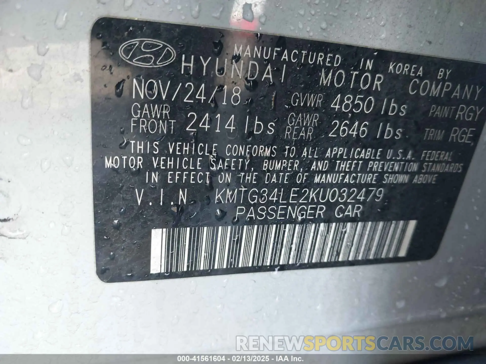 9 Photograph of a damaged car KMTG34LE2KU032479 GENESIS G70 2019