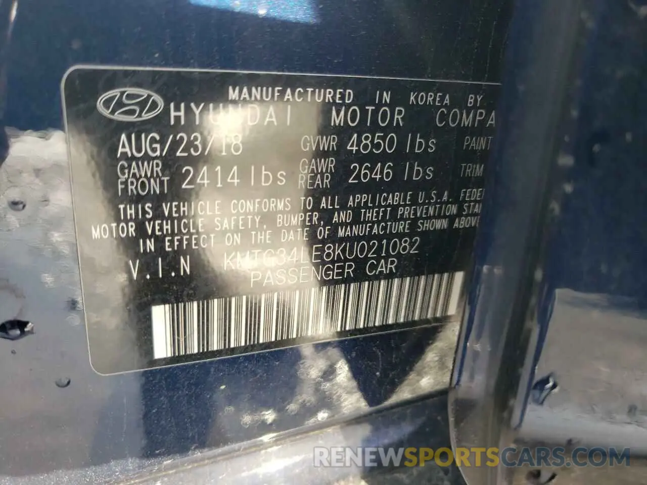 13 Photograph of a damaged car KMTG34LE8KU021082 GENESIS G70 2019