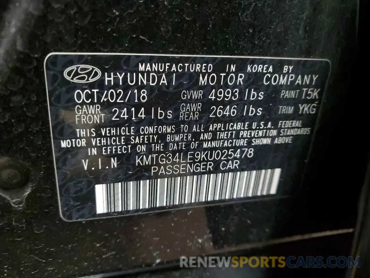 14 Photograph of a damaged car KMTG34LE9KU025478 GENESIS G70 2019