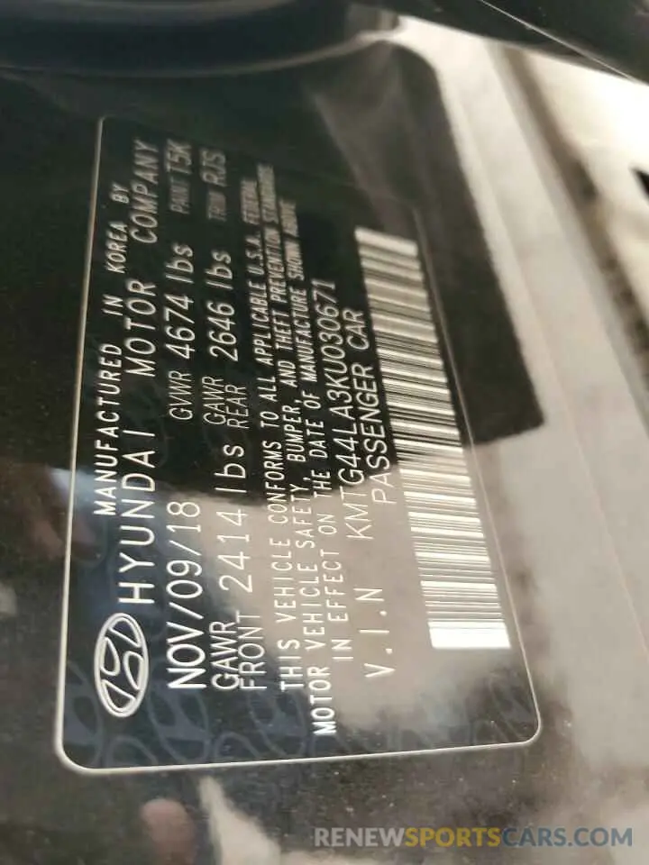 13 Photograph of a damaged car KMTG44LA3KU030671 GENESIS G70 2019