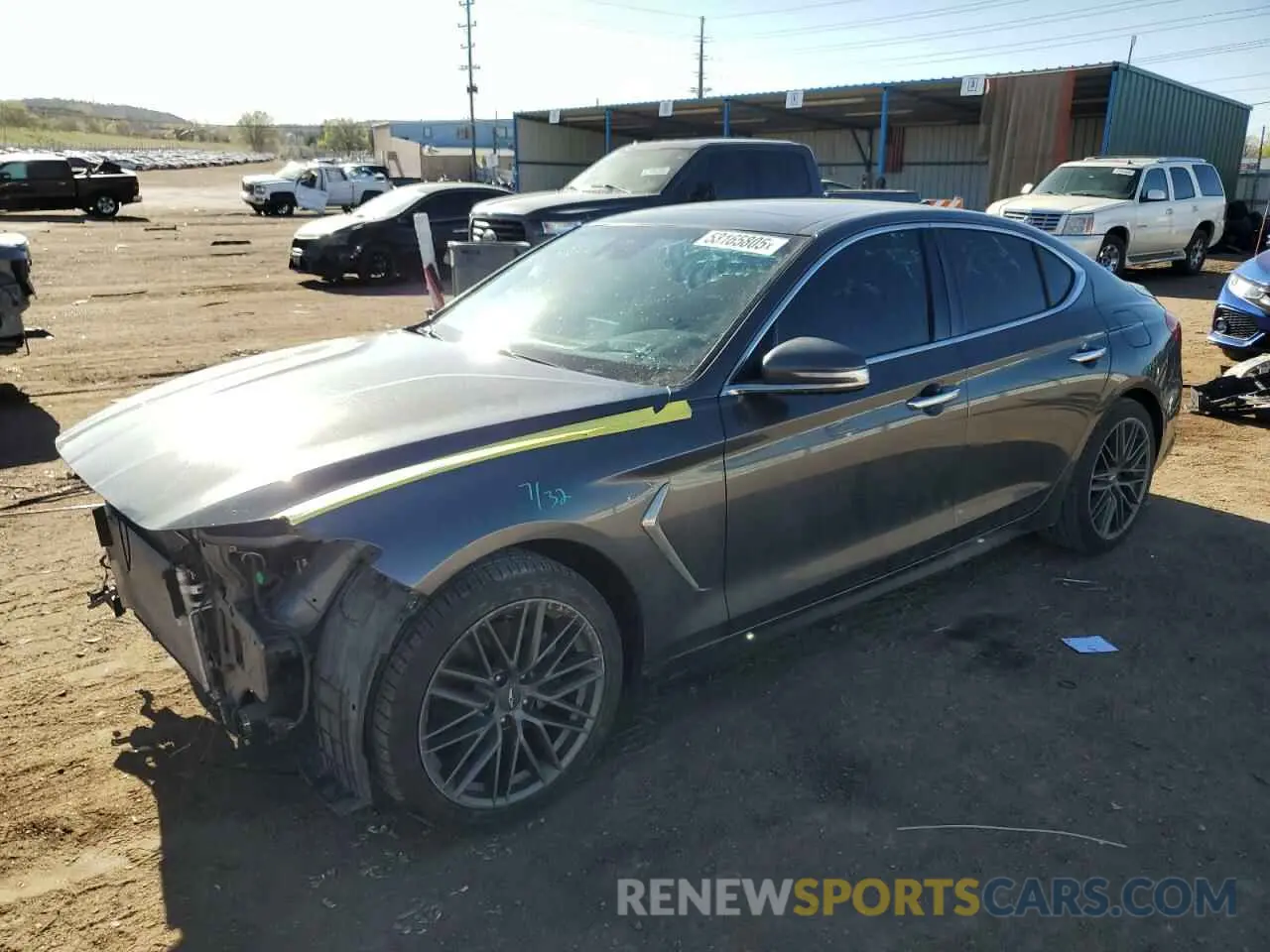 1 Photograph of a damaged car KMTG44LA5KU017839 GENESIS G70 2019