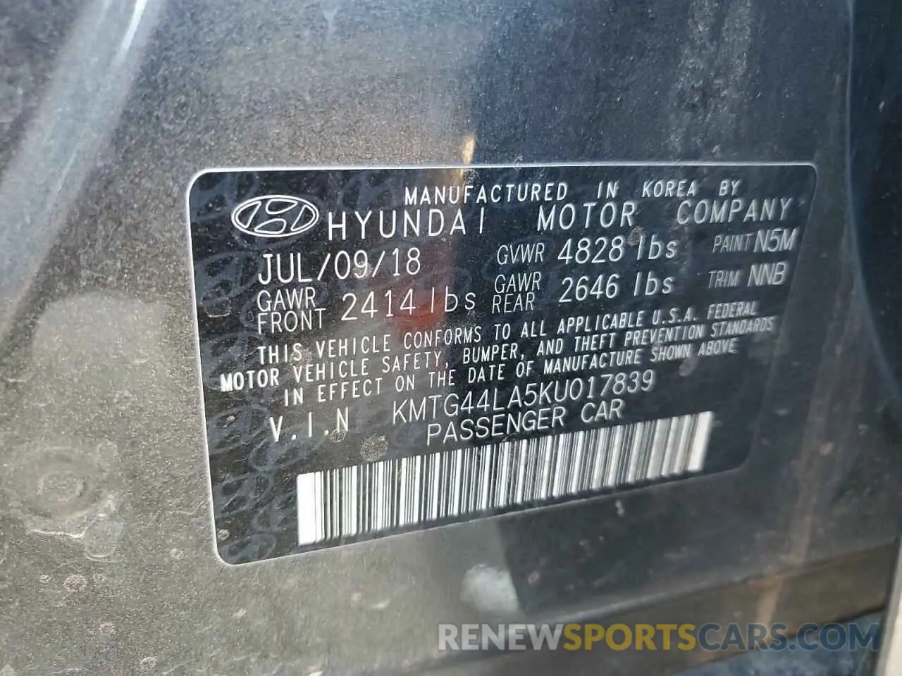 12 Photograph of a damaged car KMTG44LA5KU017839 GENESIS G70 2019