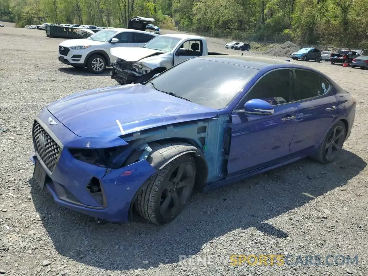 1 Photograph of a damaged car KMTG44LA5KU033135 GENESIS G70 2019
