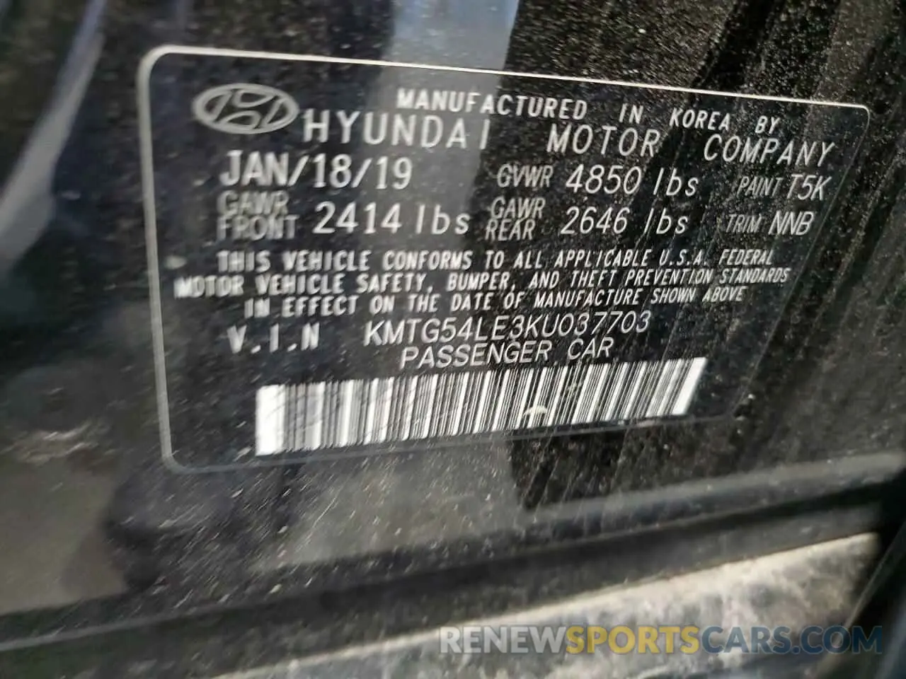 12 Photograph of a damaged car KMTG54LE3KU037703 GENESIS G70 2019