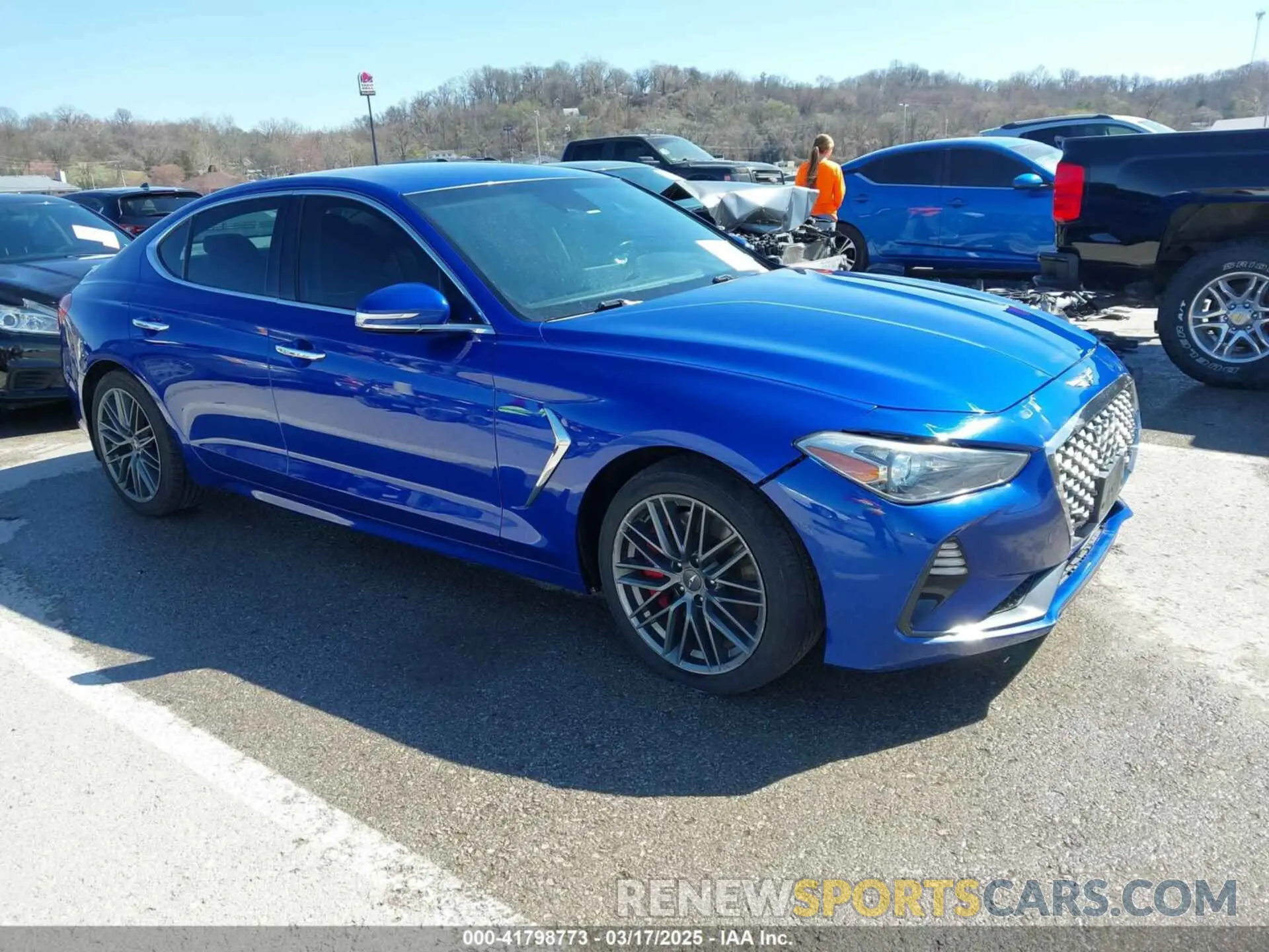 1 Photograph of a damaged car KMTG54LE7KU030592 GENESIS G70 2019