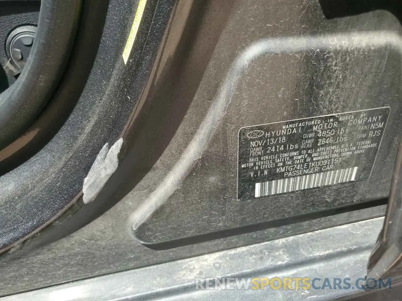 13 Photograph of a damaged car KMTG74LE1KU031151 GENESIS G70 2019