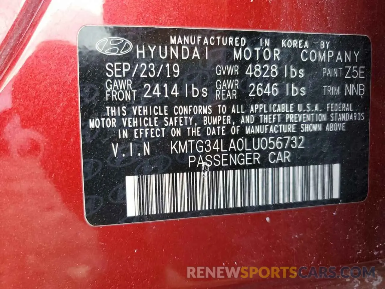 14 Photograph of a damaged car KMTG34LA0LU056732 GENESIS G70 2020