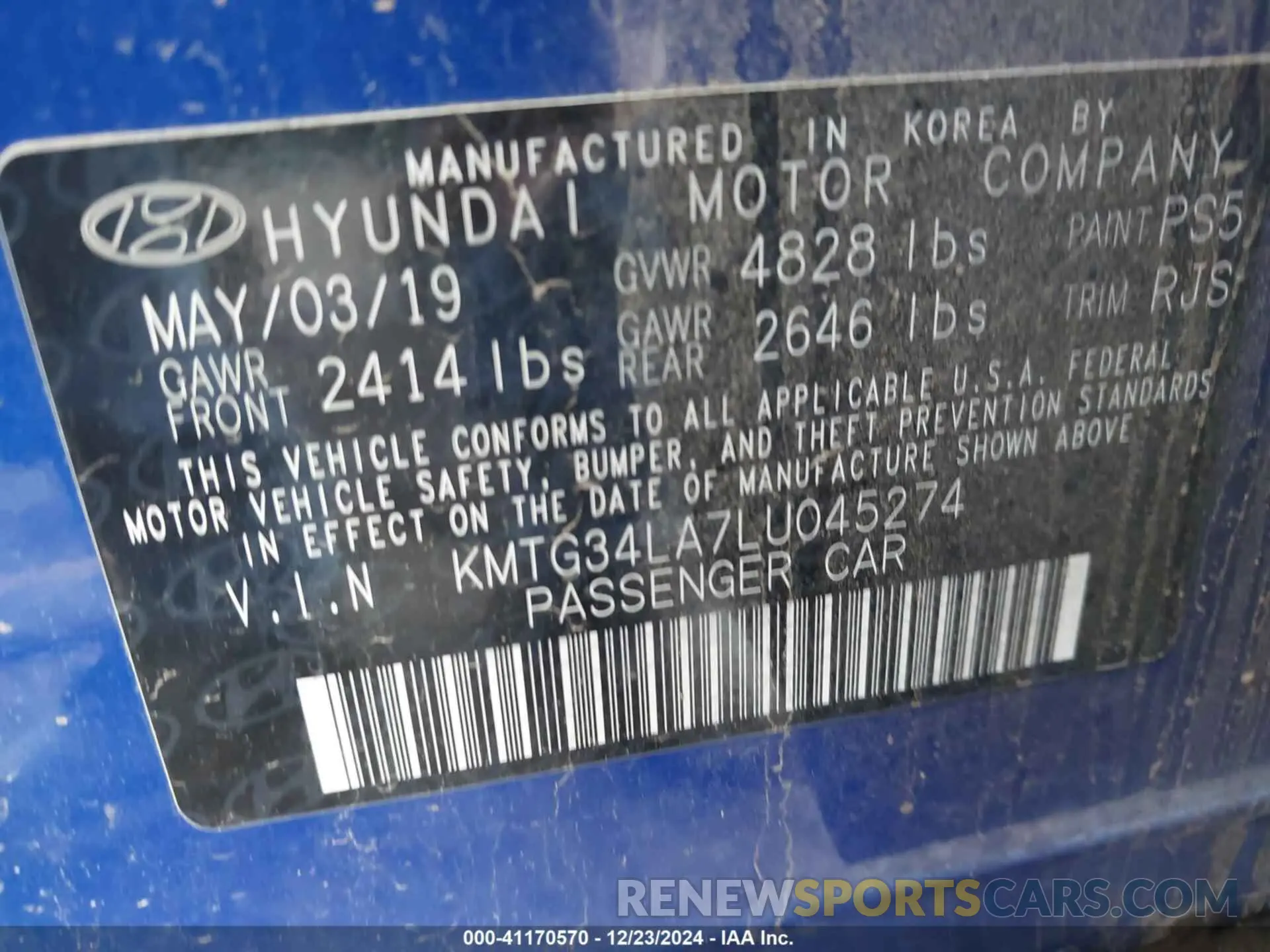 9 Photograph of a damaged car KMTG34LA7LU045274 GENESIS G70 2020