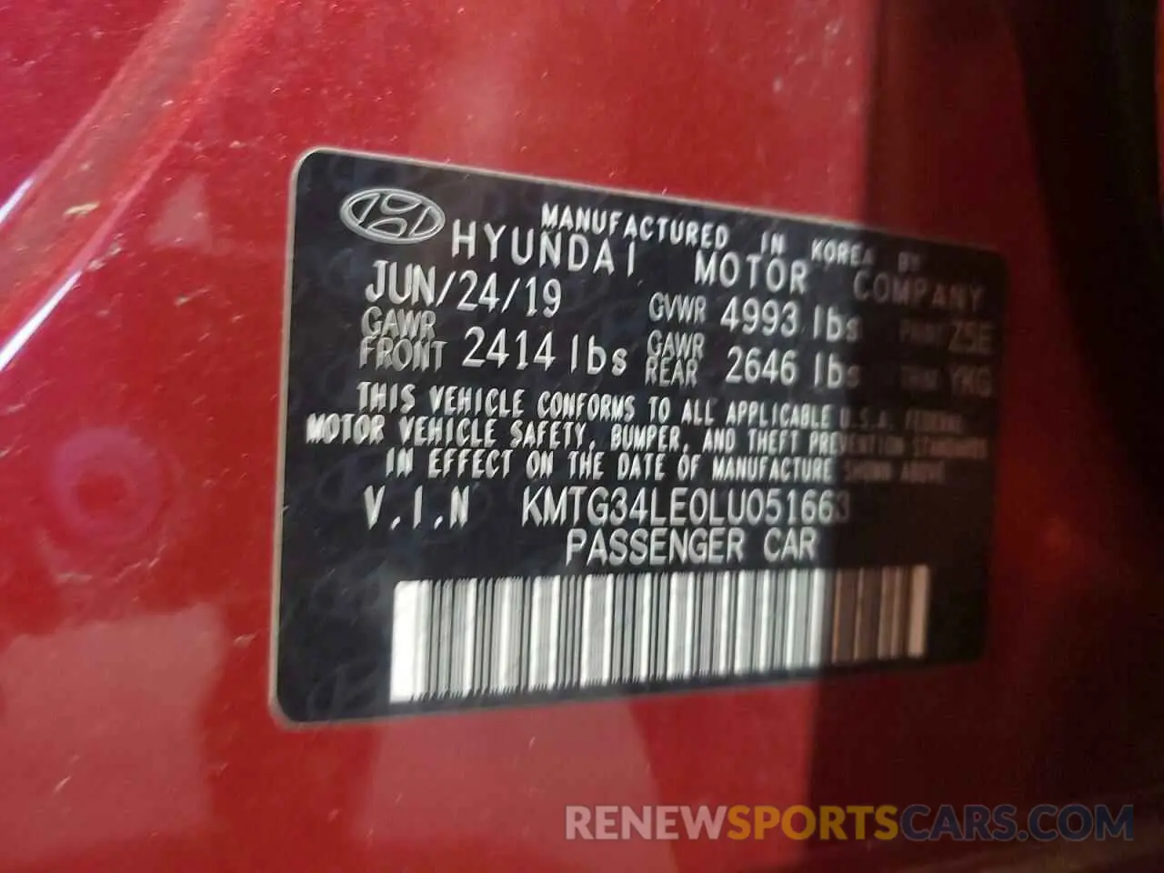 12 Photograph of a damaged car KMTG34LE0LU051663 GENESIS G70 2020